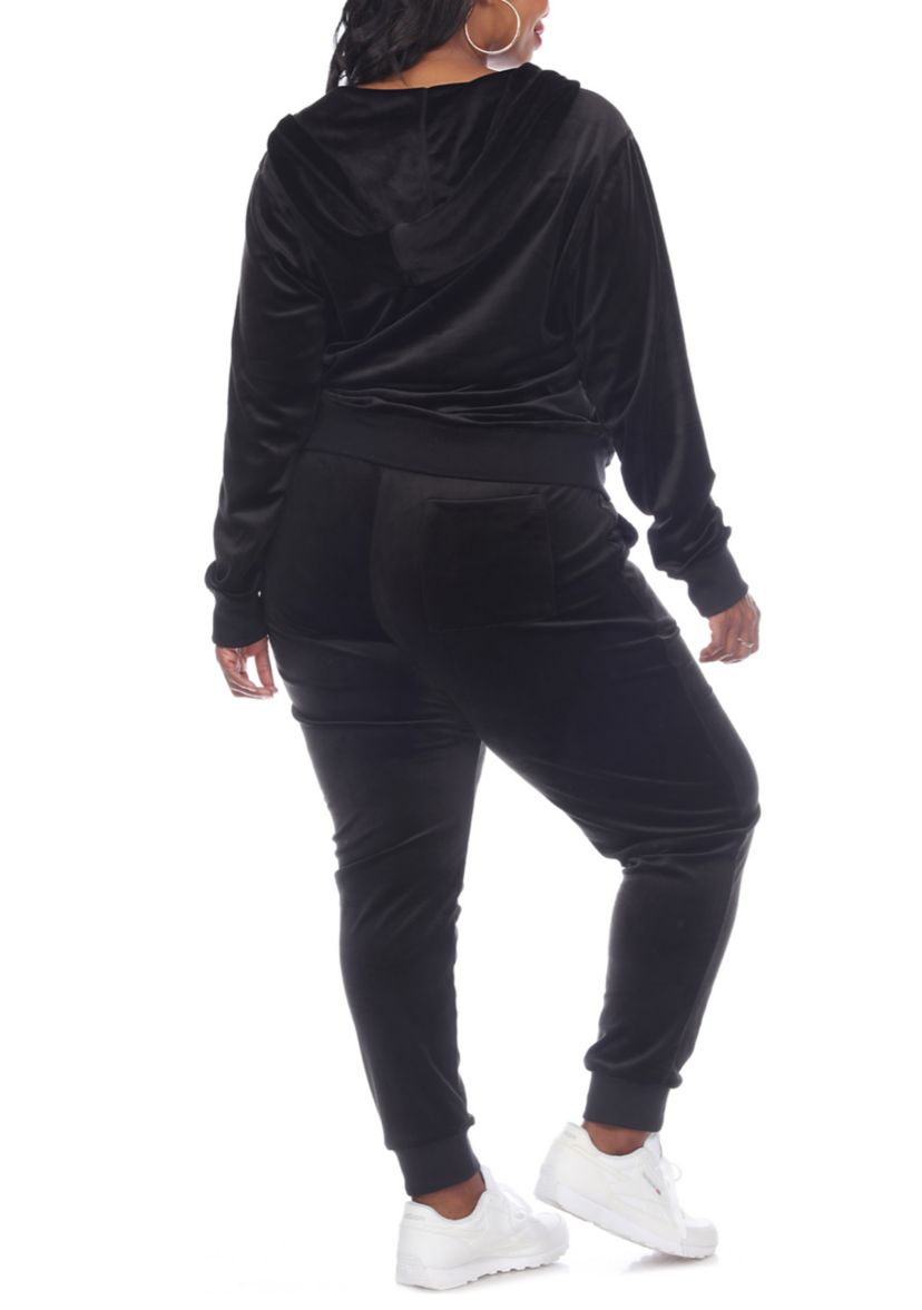 Plus Size 2 Piece Velour Tracksuit Set