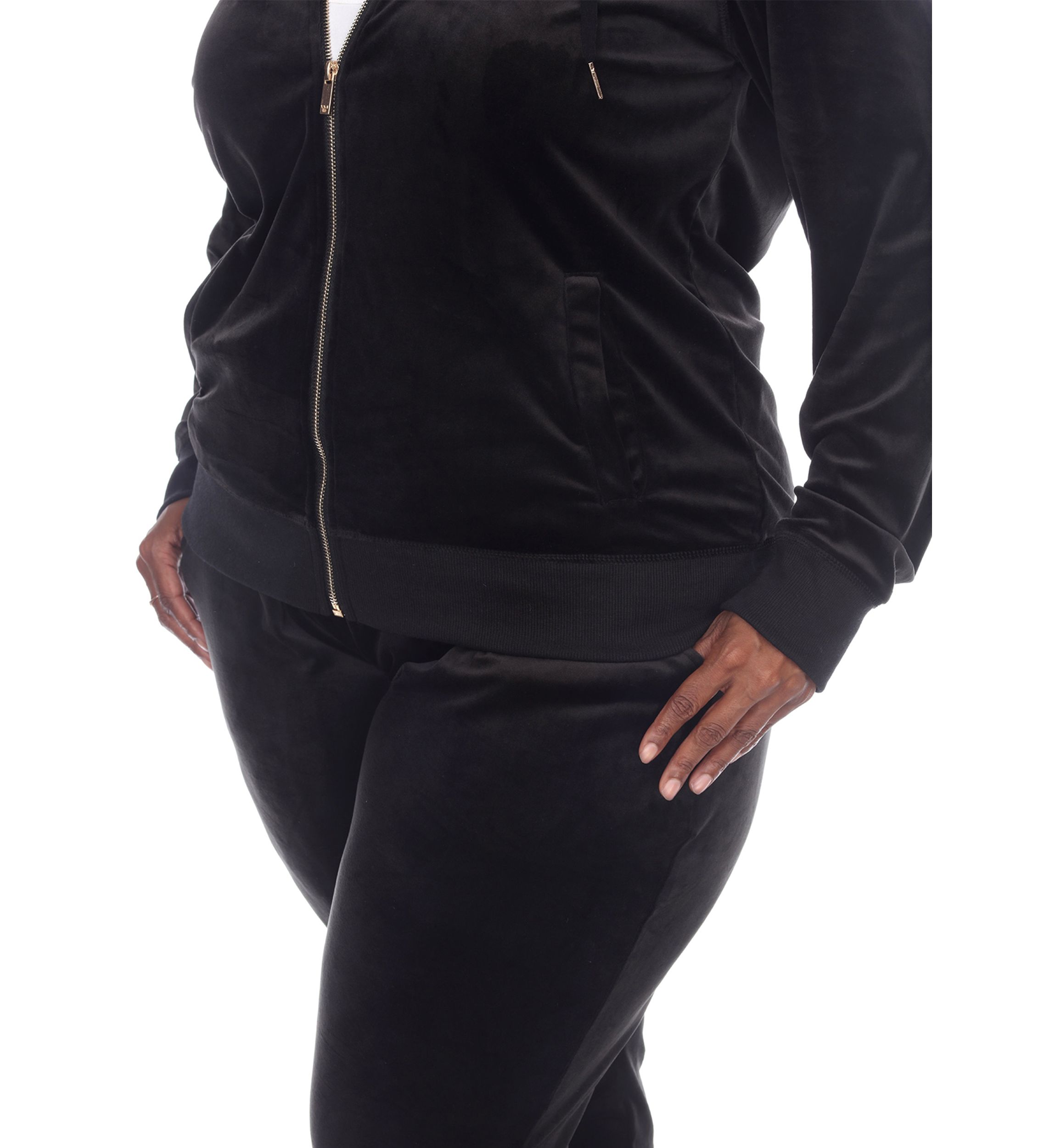 Plus Size 2 Piece Velour Tracksuit Set