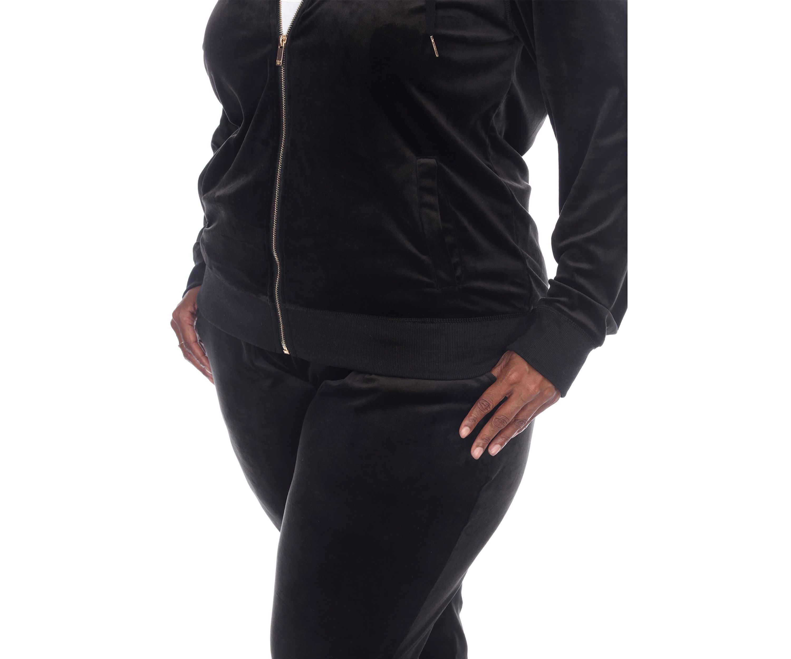 Plus Size 2 Piece Velour Tracksuit Set