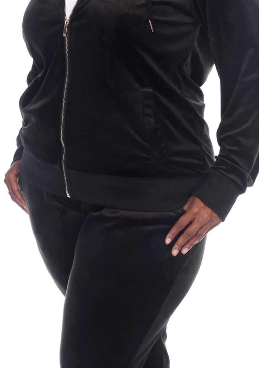 Plus Size 2 Piece Velour Tracksuit Set