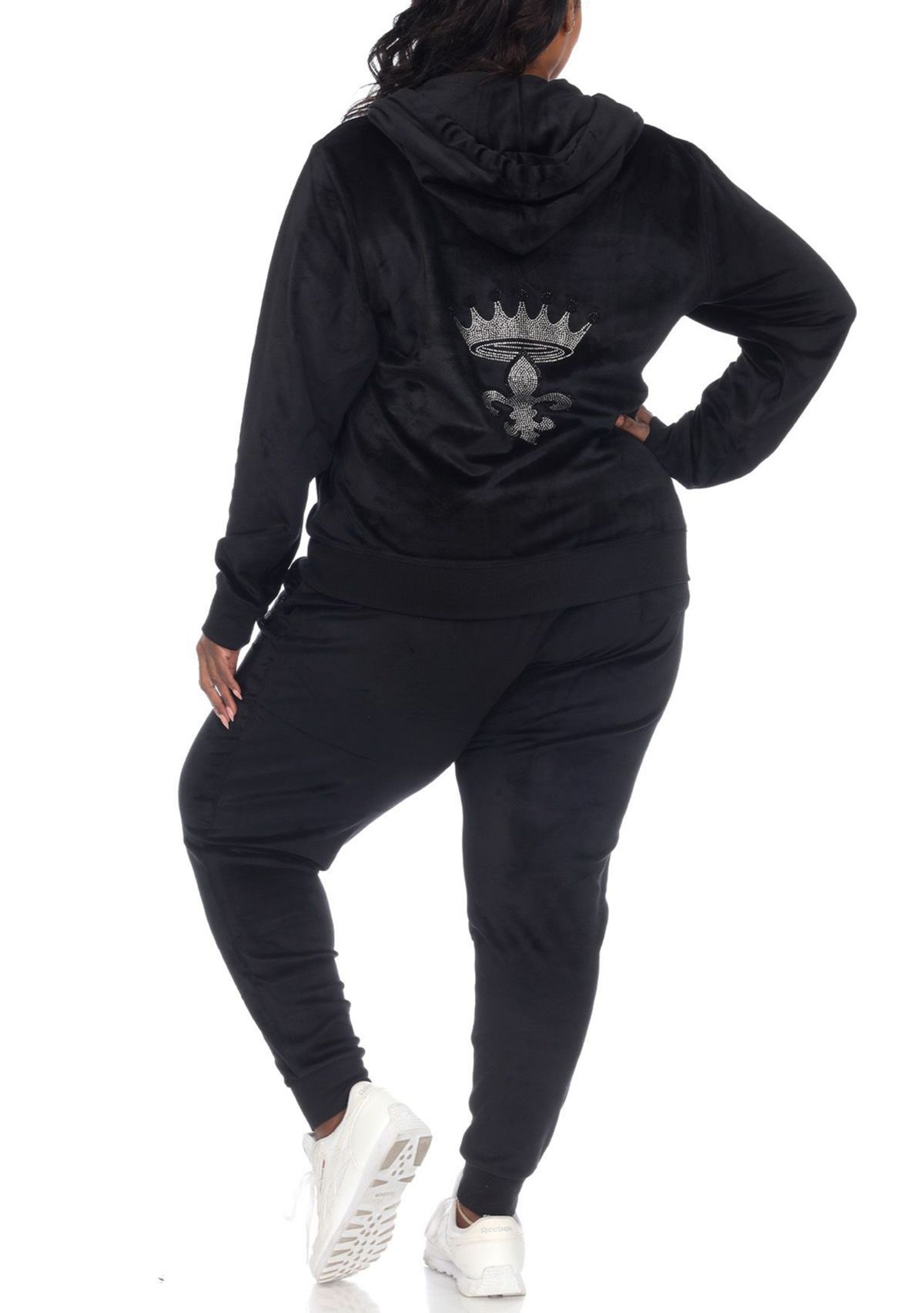 White Mark Plus Size Rhinestone 2 Piece Velour Tracksuit Set | Belk