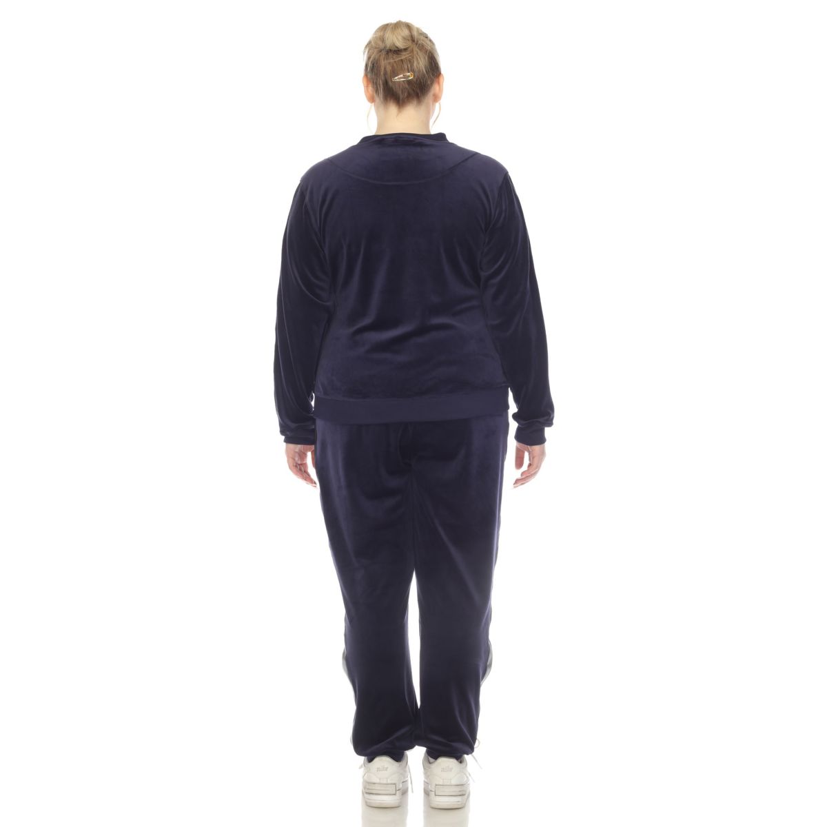 Plus Size 2-Piece Velour with Faux Leather Stripe