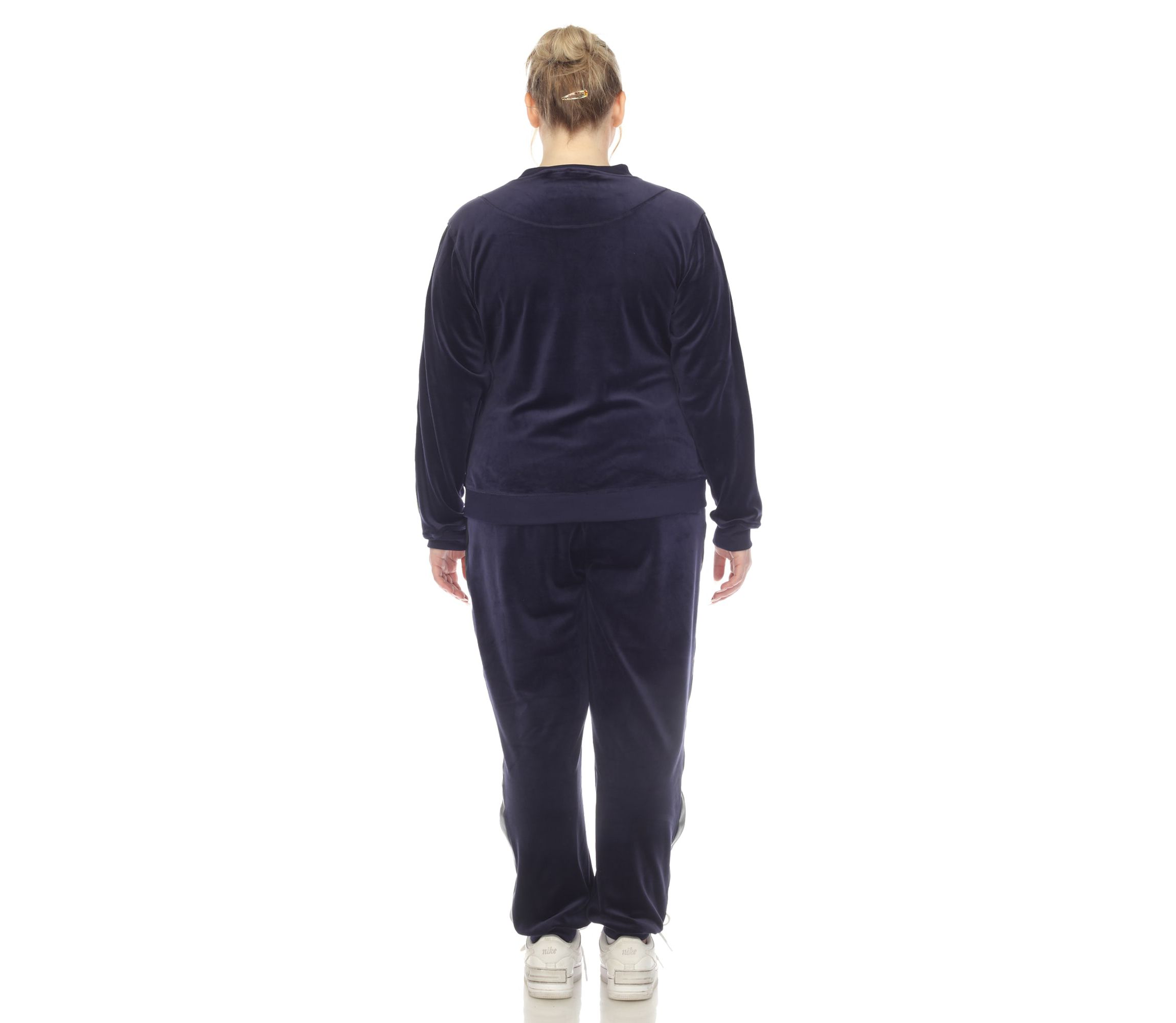 Plus Size 2-Piece Velour with Faux Leather Stripe