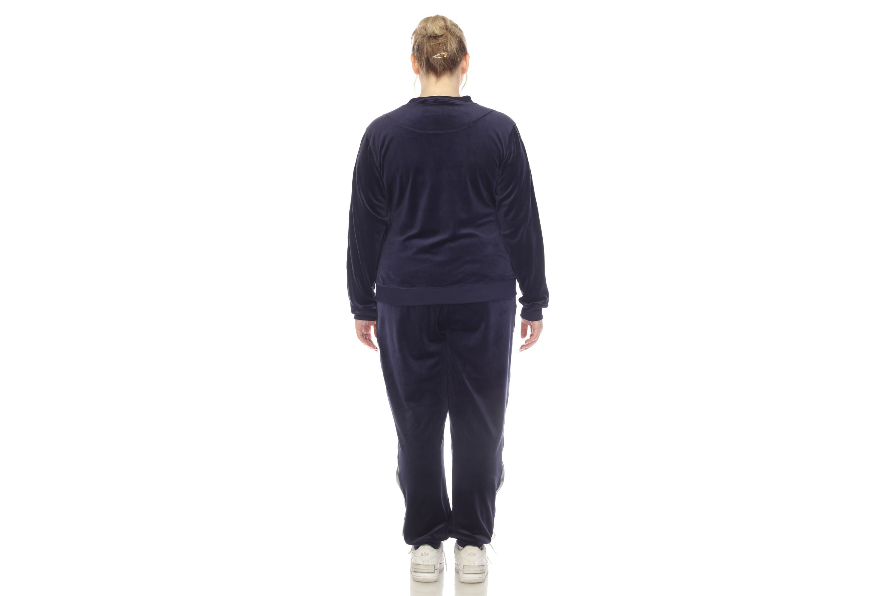 Plus Size 2-Piece Velour with Faux Leather Stripe