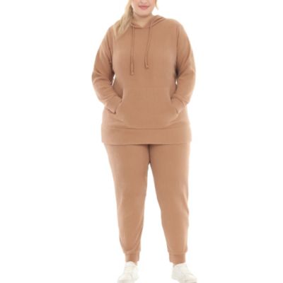 White Mark Women's Plus Size Super Soft Two Piece Ribbed Set, 3XL