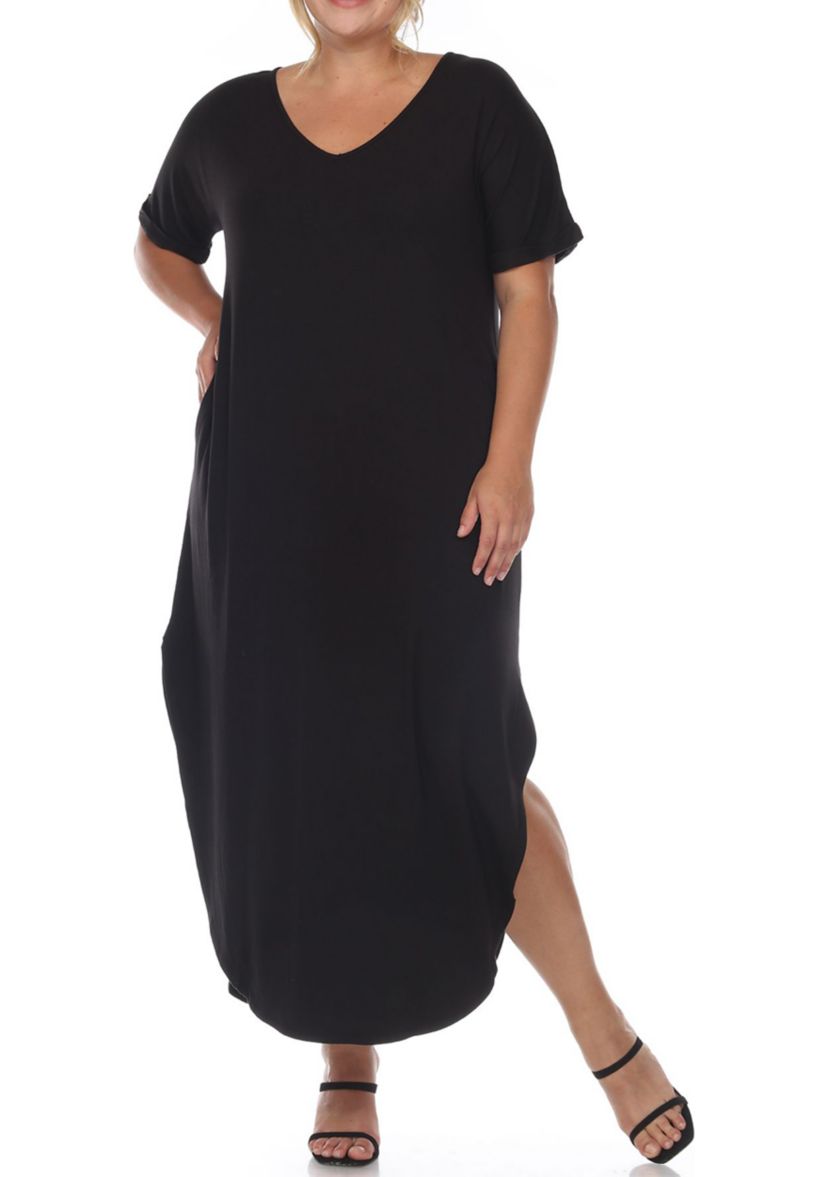 Plus Size Short Sleeve V-neck Maxi Dress
