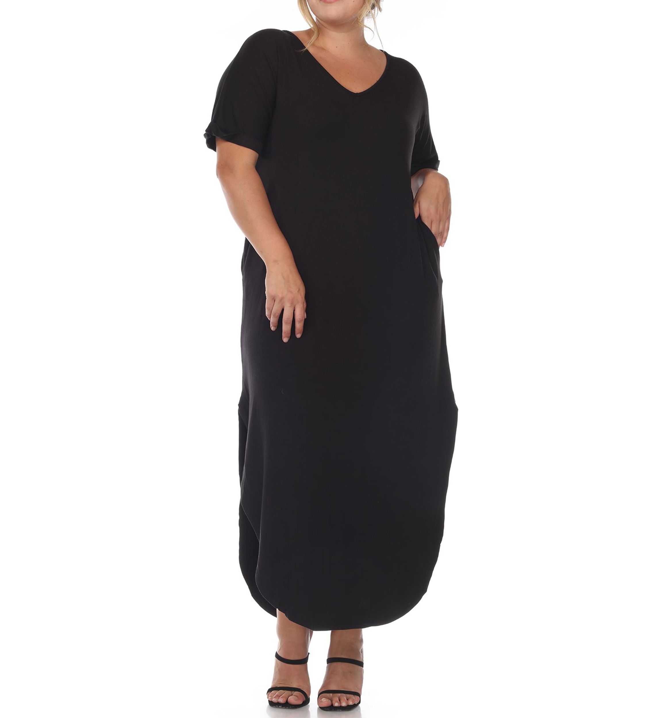 Plus Size Short Sleeve V-neck Maxi Dress