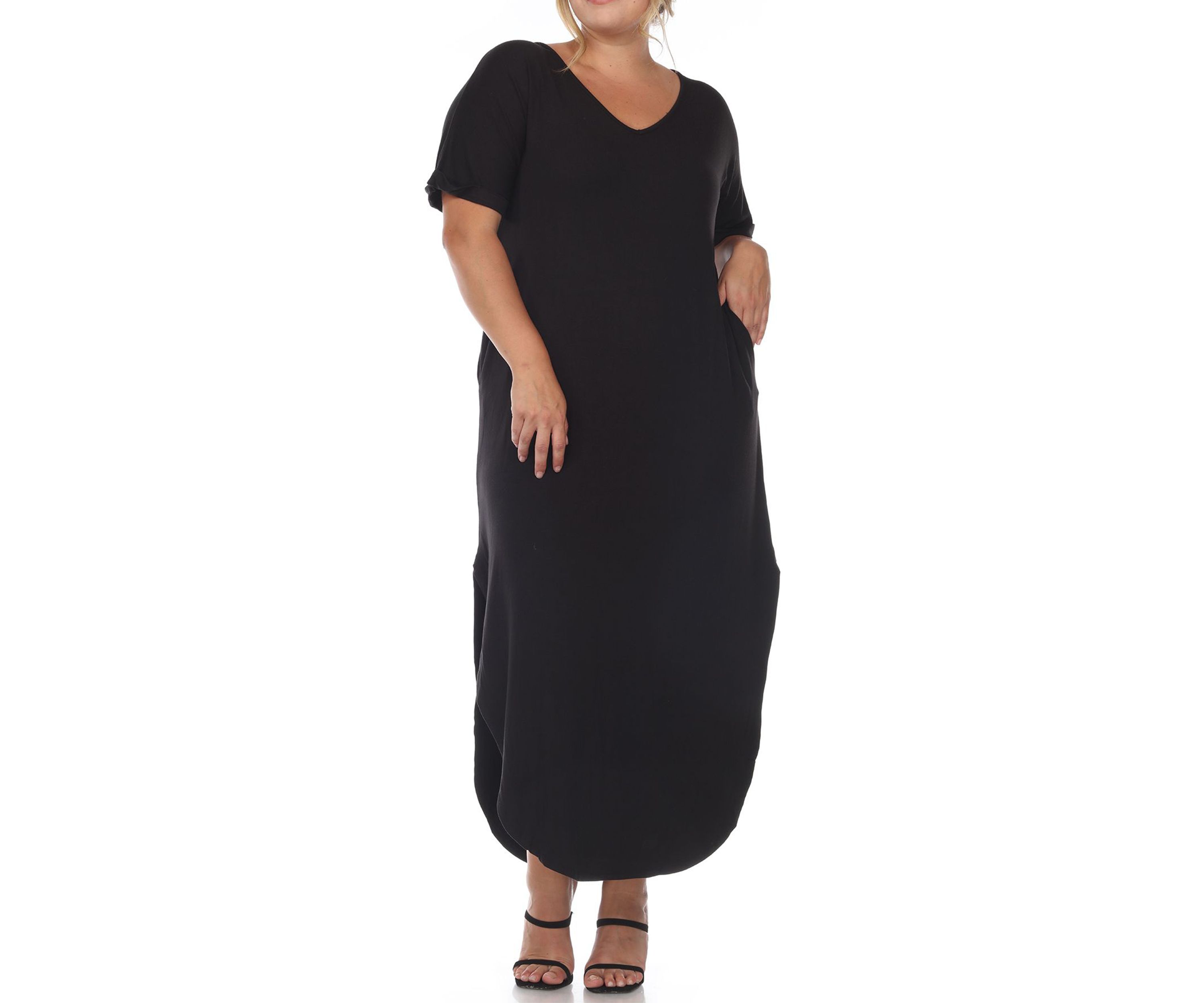 Plus Size Short Sleeve V-neck Maxi Dress