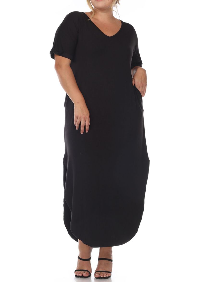 Plus Size Short Sleeve V-neck Maxi Dress