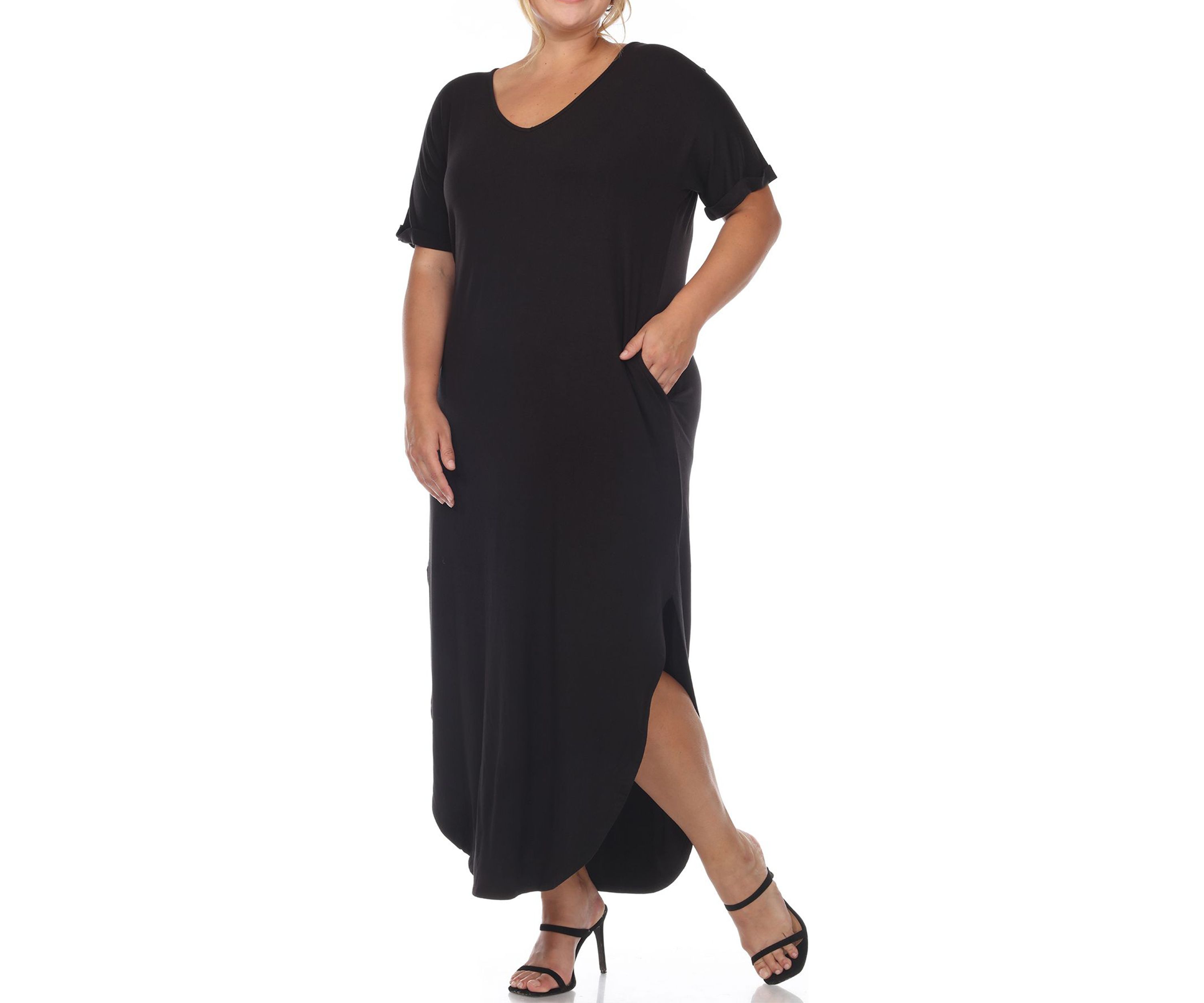 Plus Size Short Sleeve V-neck Maxi Dress