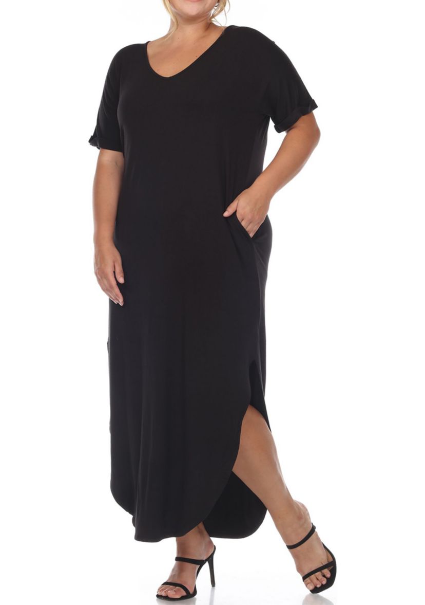 Plus Size Short Sleeve V-neck Maxi Dress