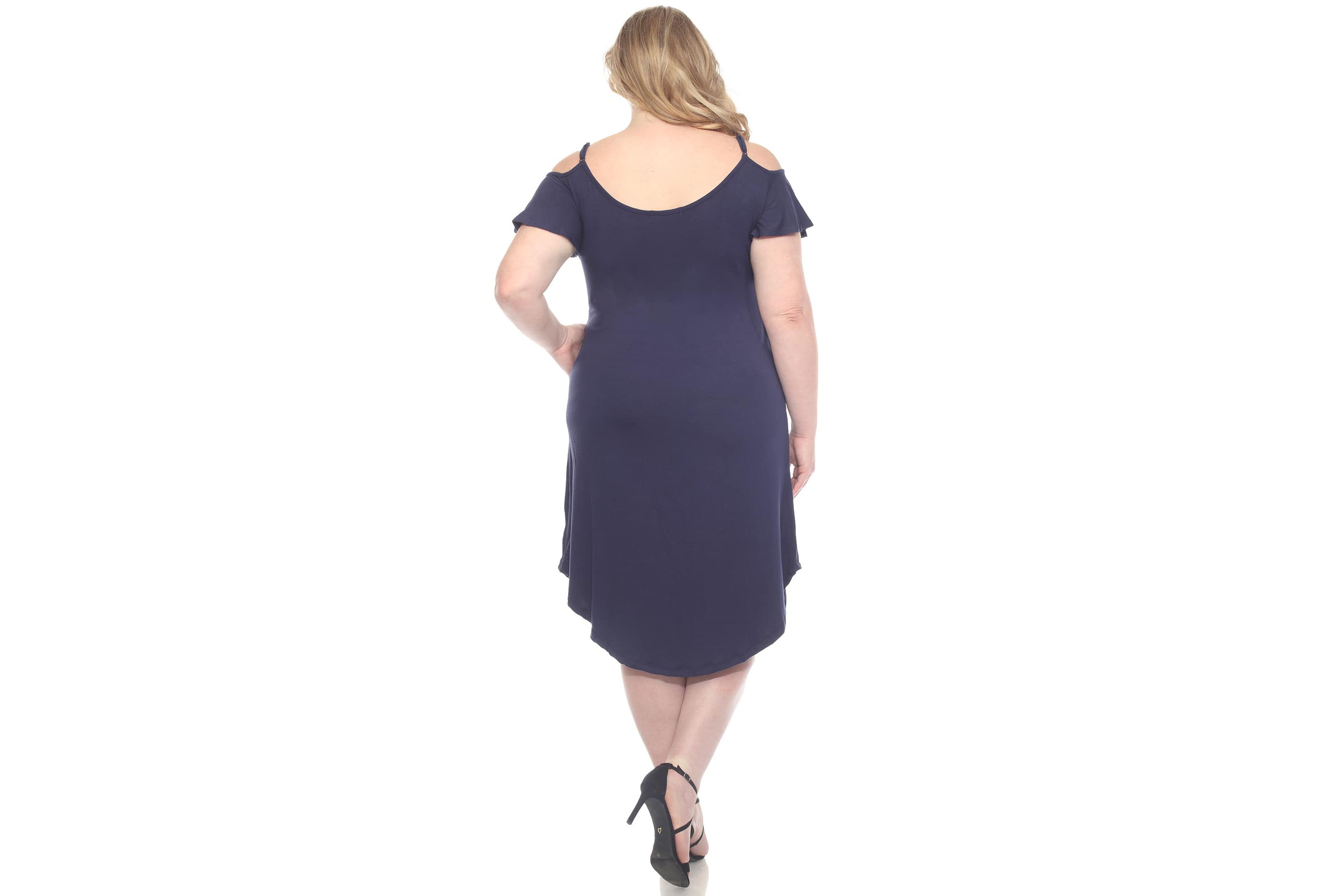 Plus Size Casual Scoop Neck Flutter Sleeve Knee Length Dress