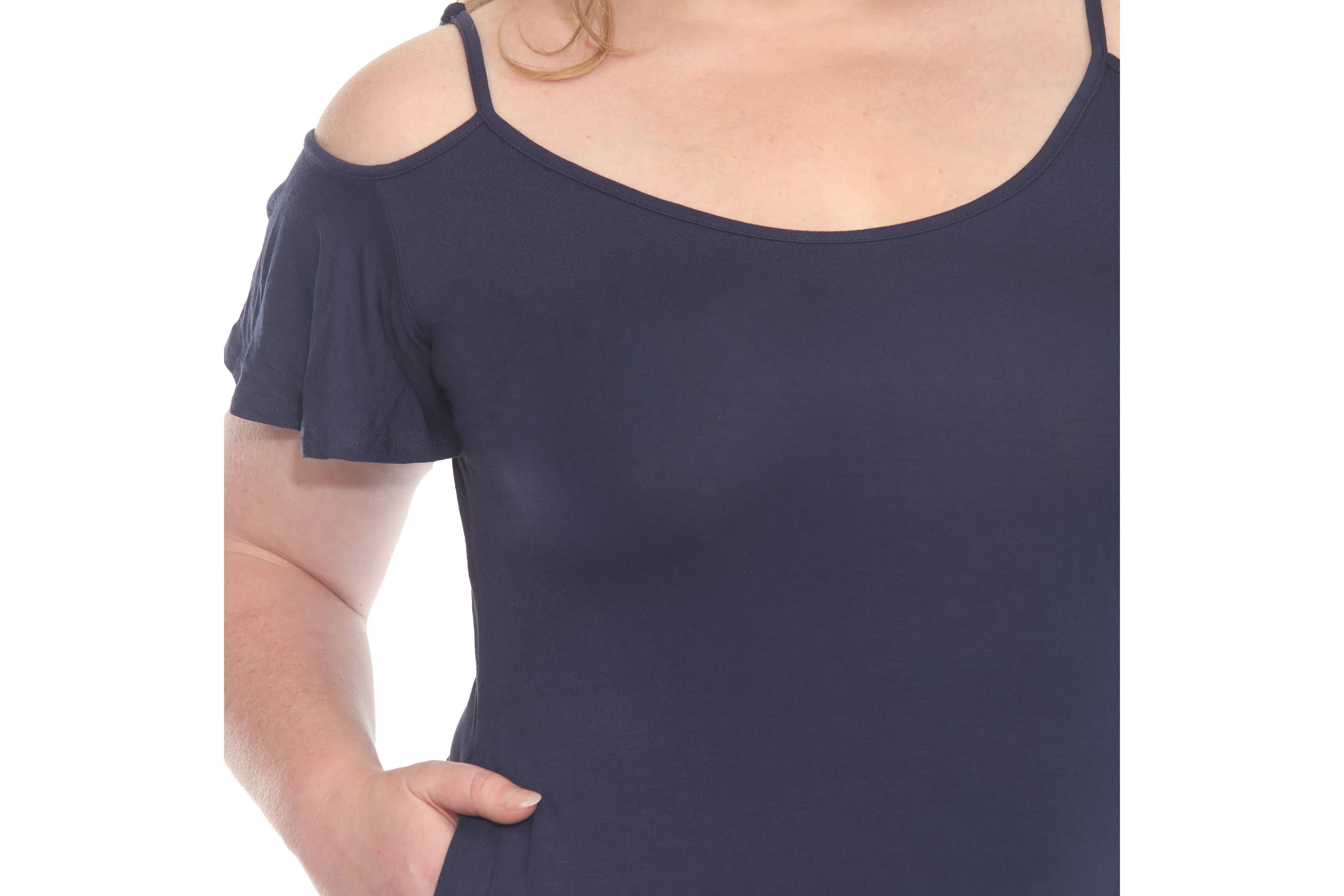 Plus Size Casual Scoop Neck Flutter Sleeve Knee Length Dress