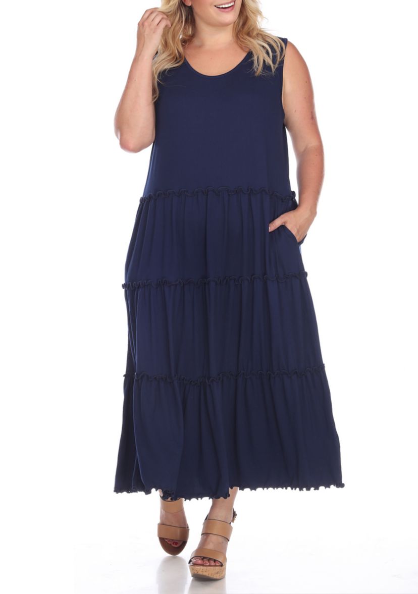 Plus Size Scoop Neck Tiered Midi Dress
