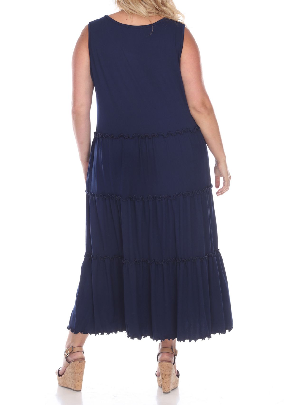Plus Size Scoop Neck Tiered Midi Dress