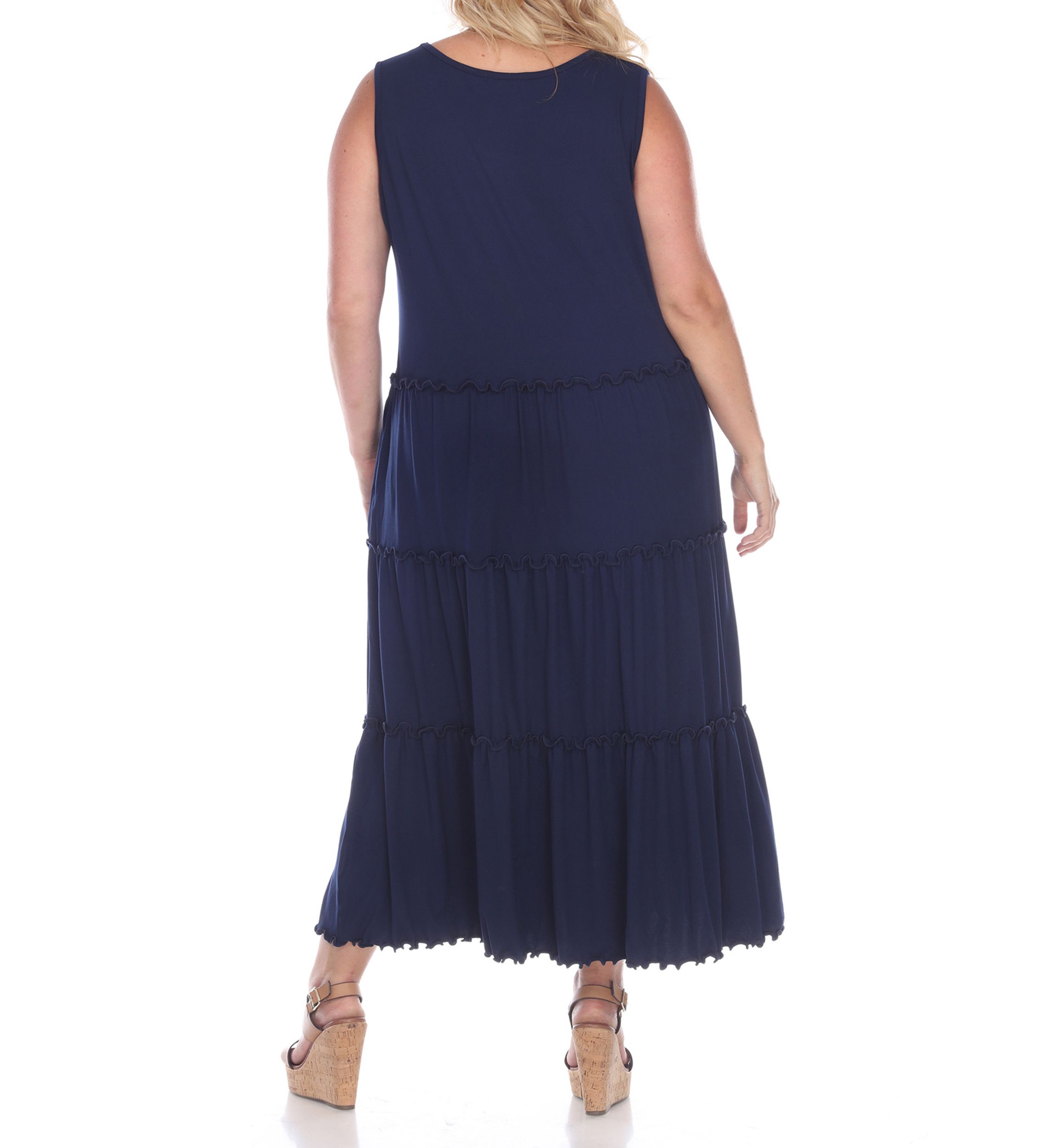 Plus Size Scoop Neck Tiered Midi Dress