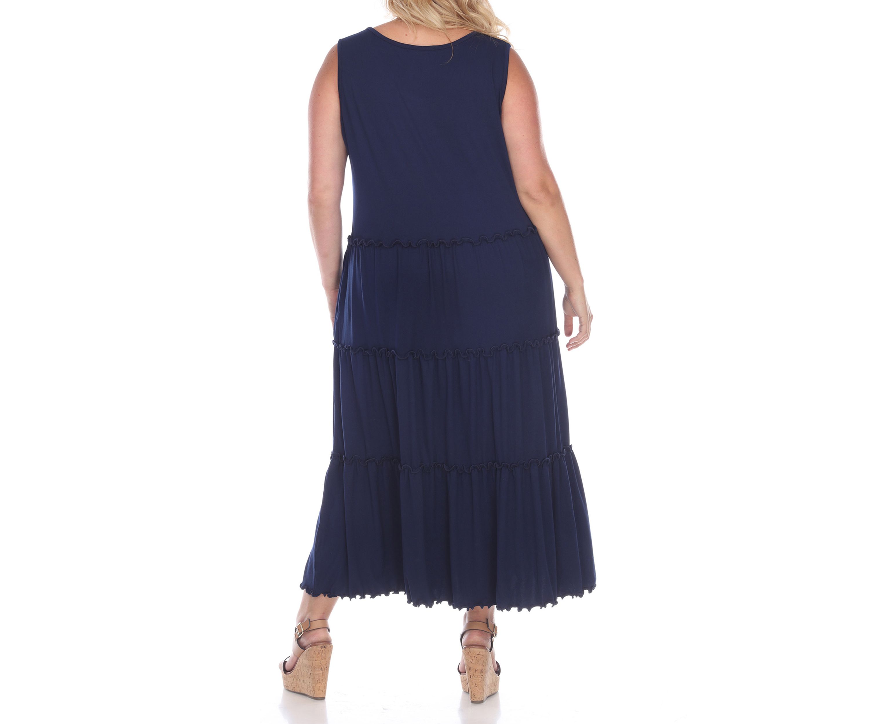 Plus Size Scoop Neck Tiered Midi Dress