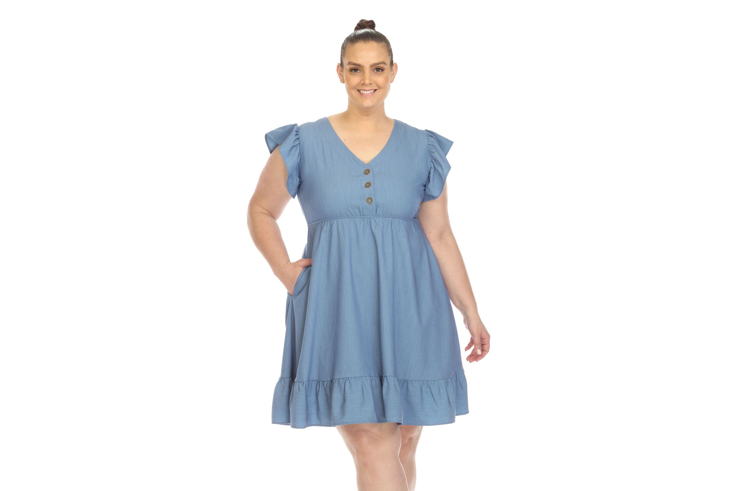 Plus Size Ruffle Sleeve Knee-Length Dress