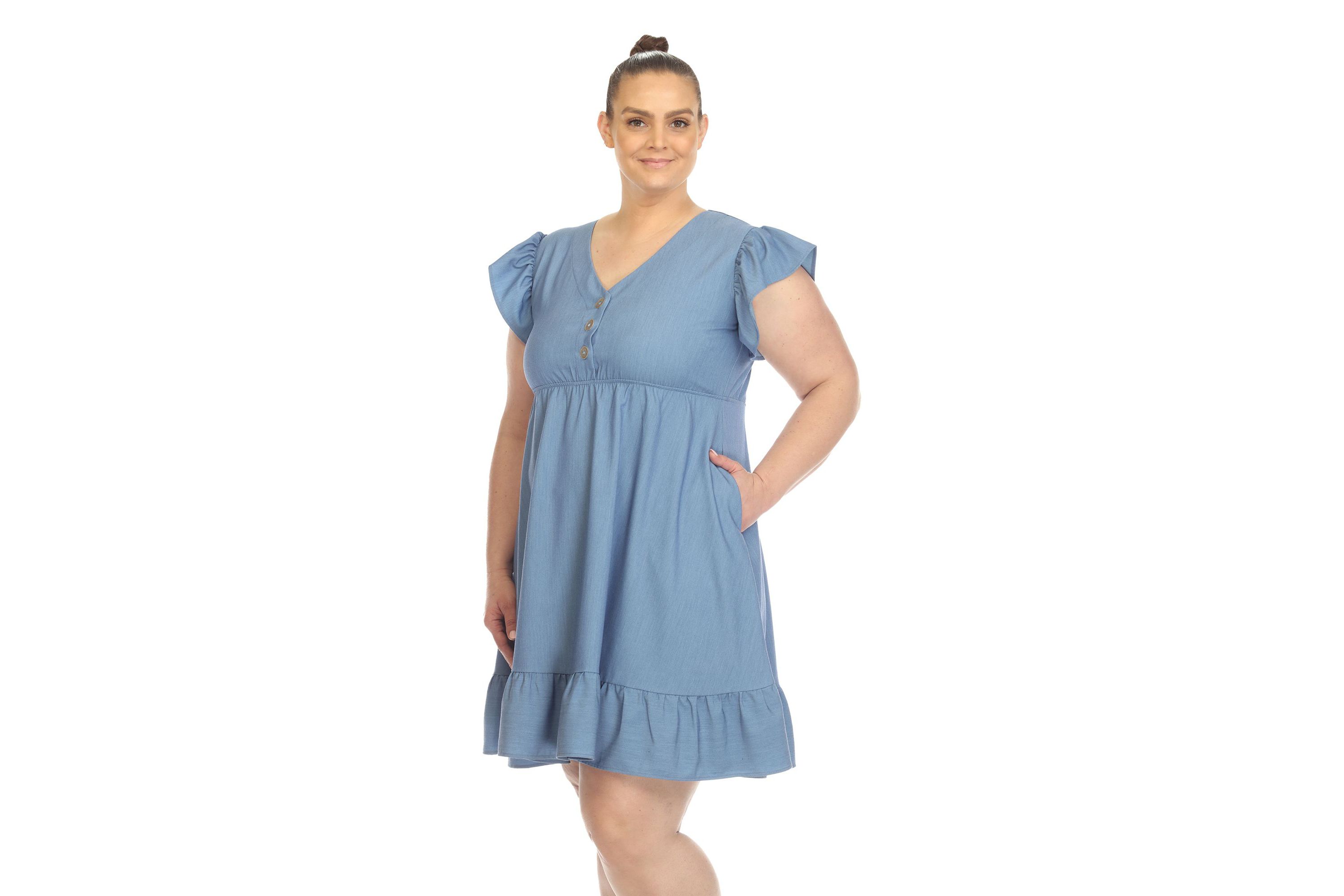Plus Size Ruffle Sleeve Knee-Length Dress