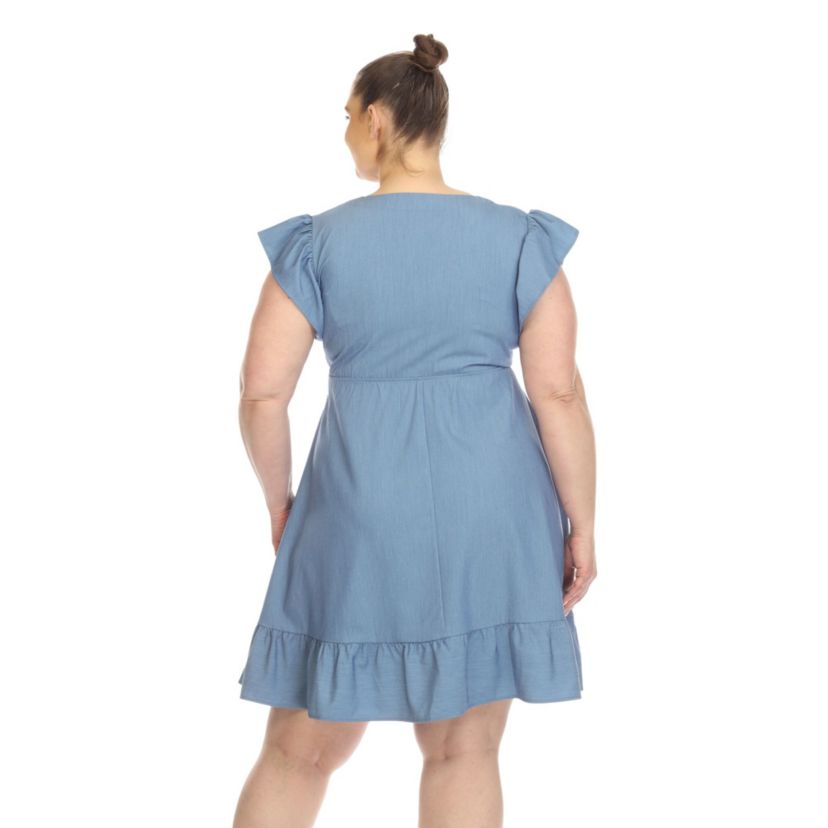 Plus Size Ruffle Sleeve Knee-Length Dress