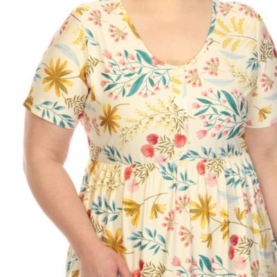 Plus Floral Short Sleeve Knee Length Dress