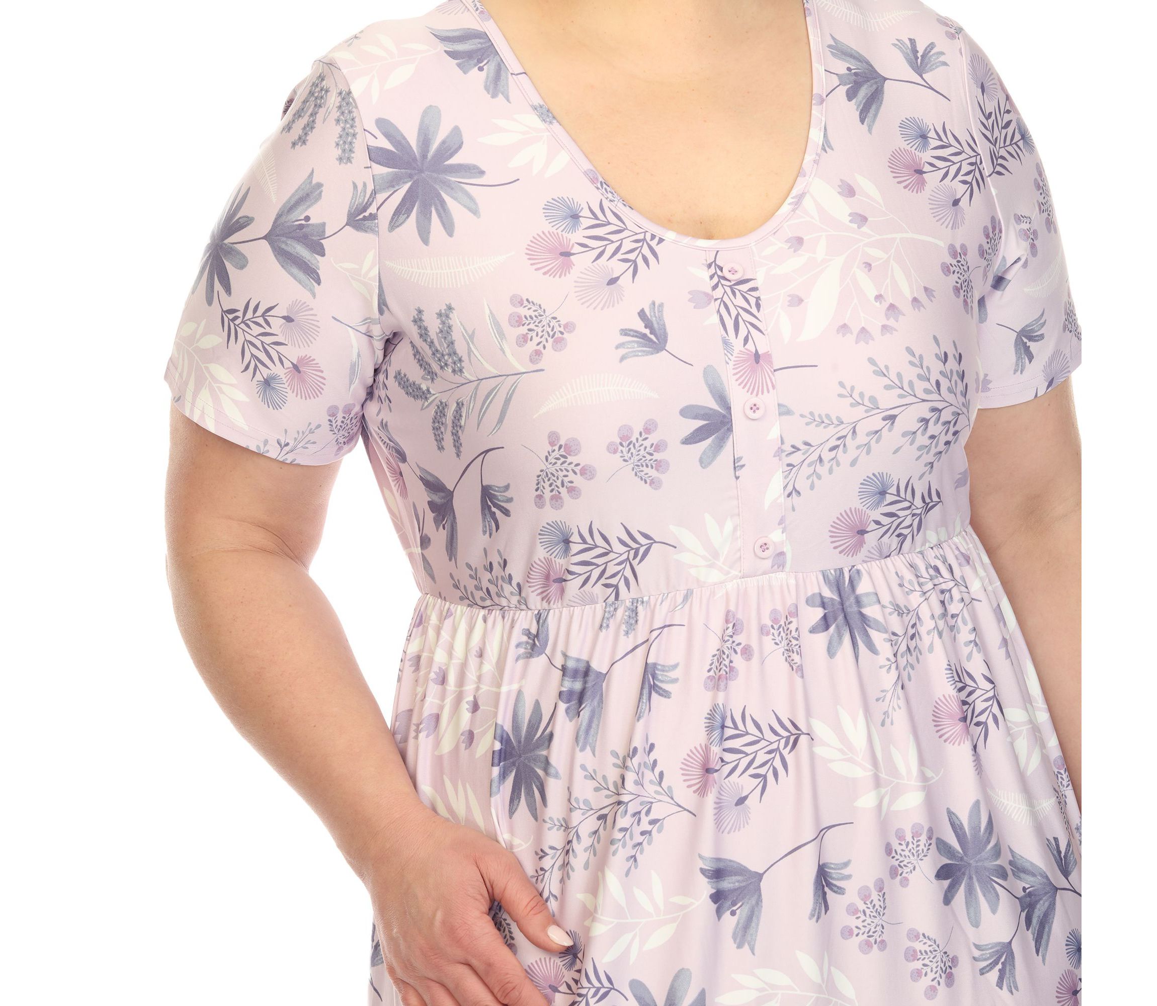 Plus Size Floral Short Sleeve Knee Length Dress