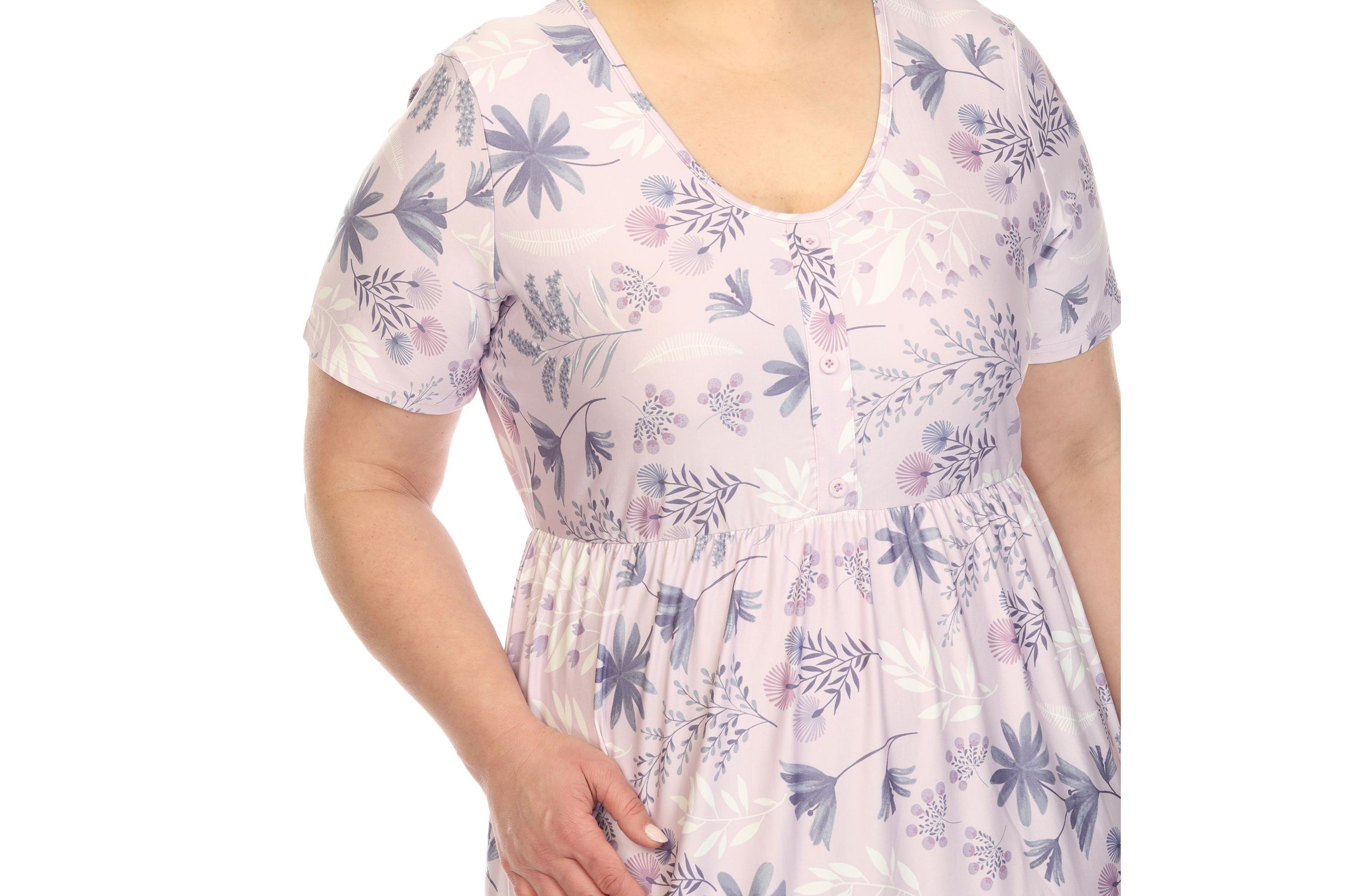 Plus Size Floral Short Sleeve Knee Length Dress
