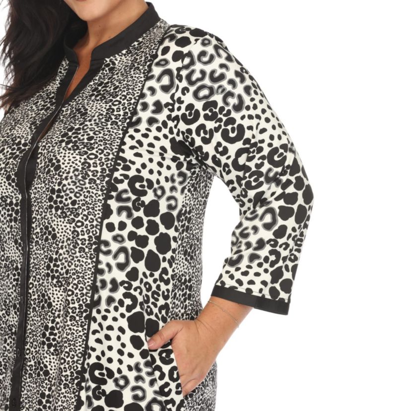 Plus Size Leopard Print Shift Dress