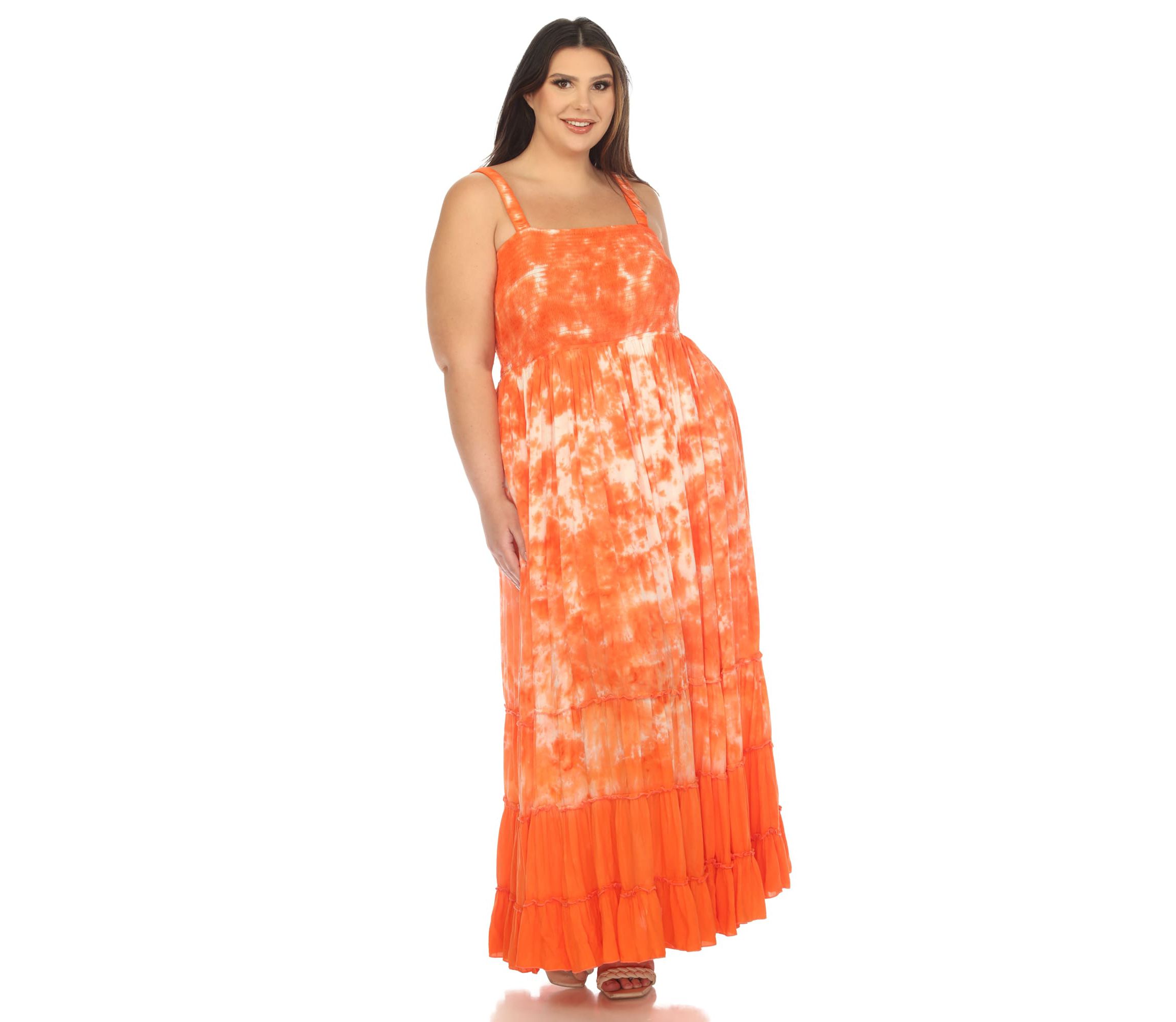 Plus Size Smocked Ruffle Maxi Dress