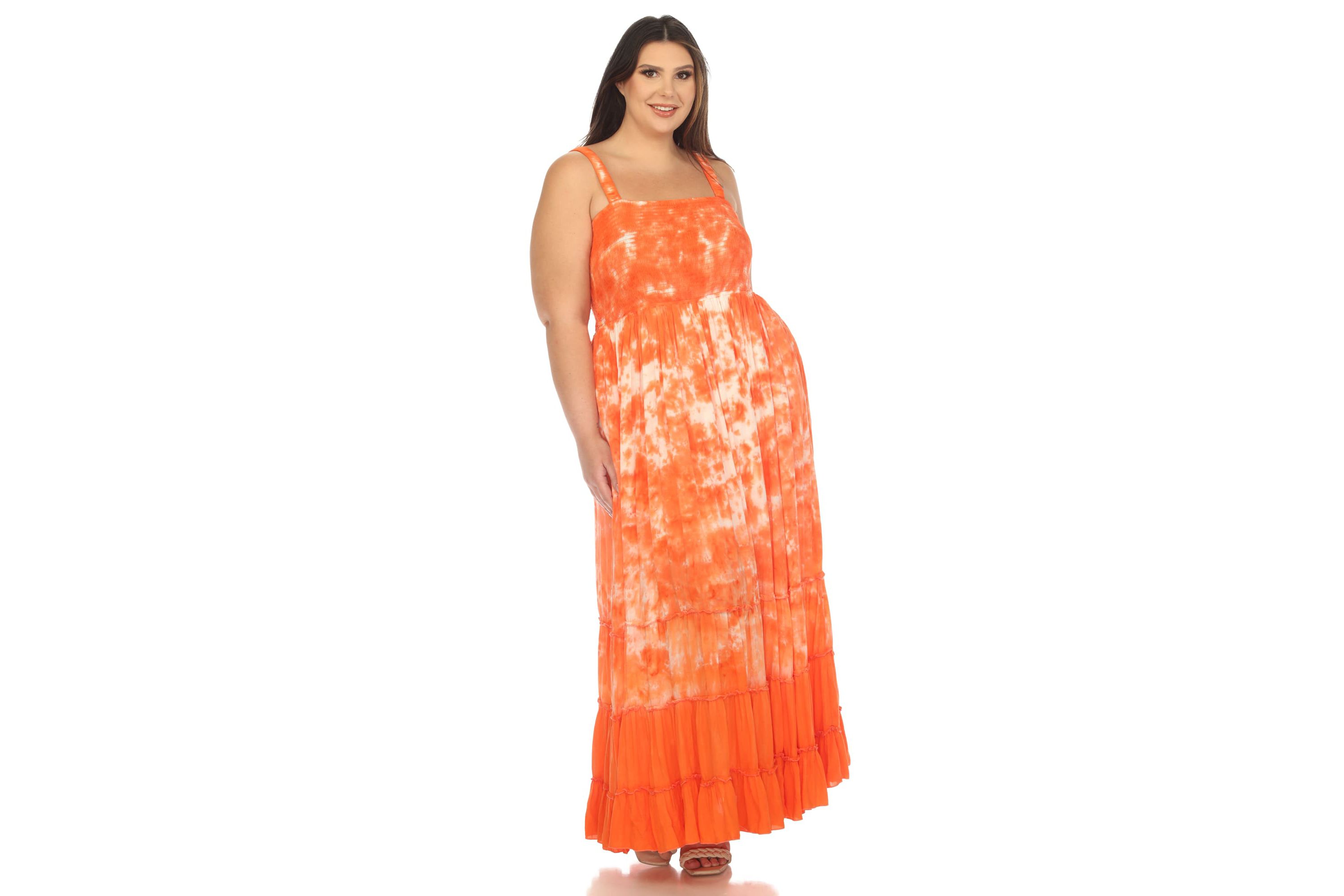 Plus Size Smocked Ruffle Maxi Dress