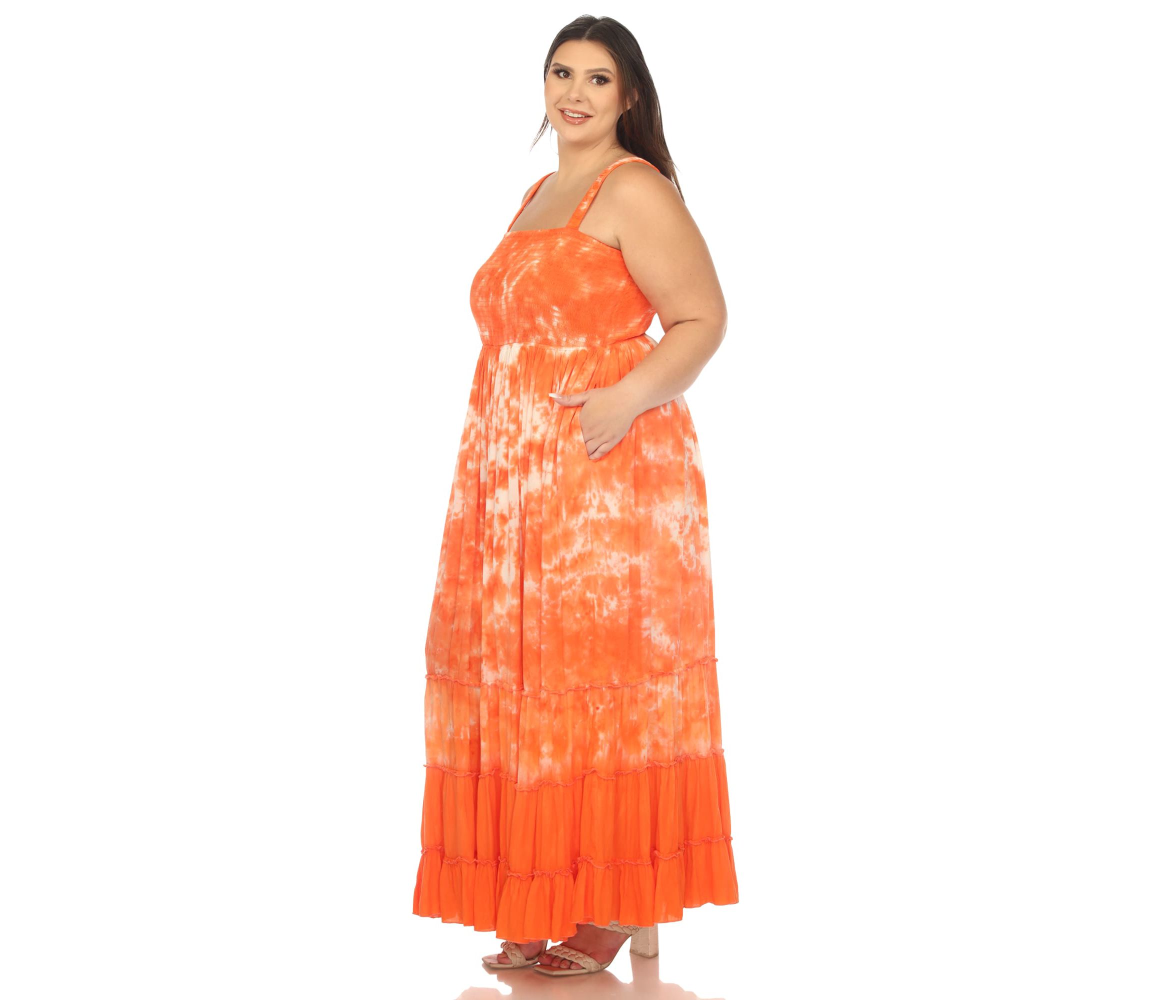 Plus Size Smocked Ruffle Maxi Dress