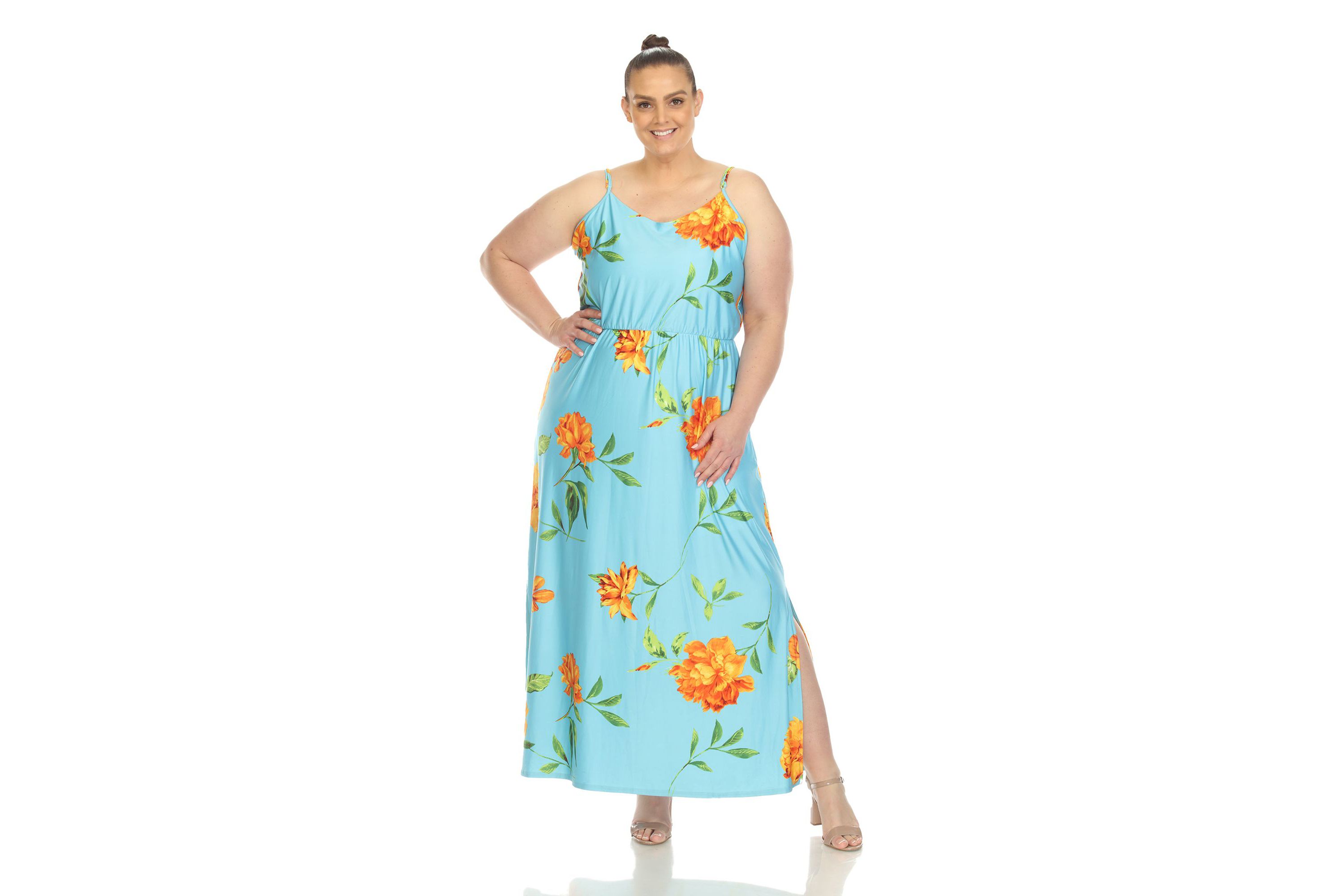 Plus Size Floral Strap Maxi Dress