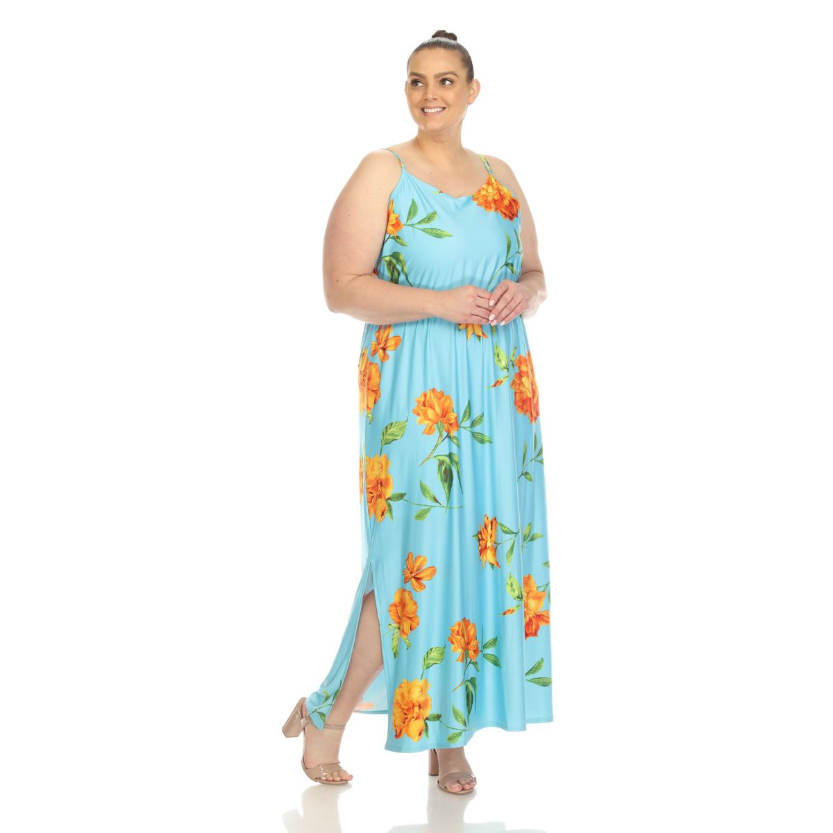 Plus Size Floral Strap Maxi Dress