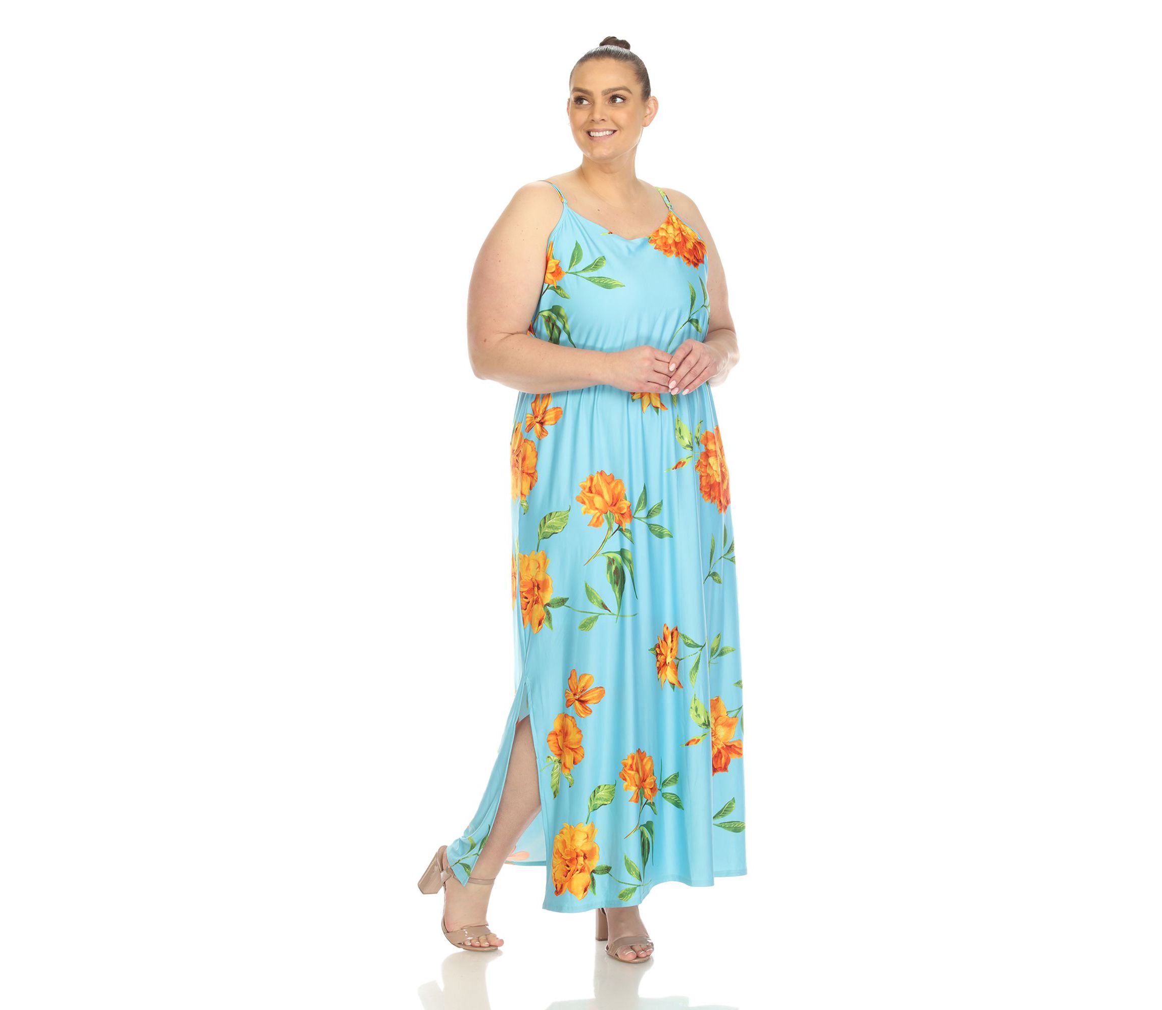 Plus Size Floral Strap Maxi Dress