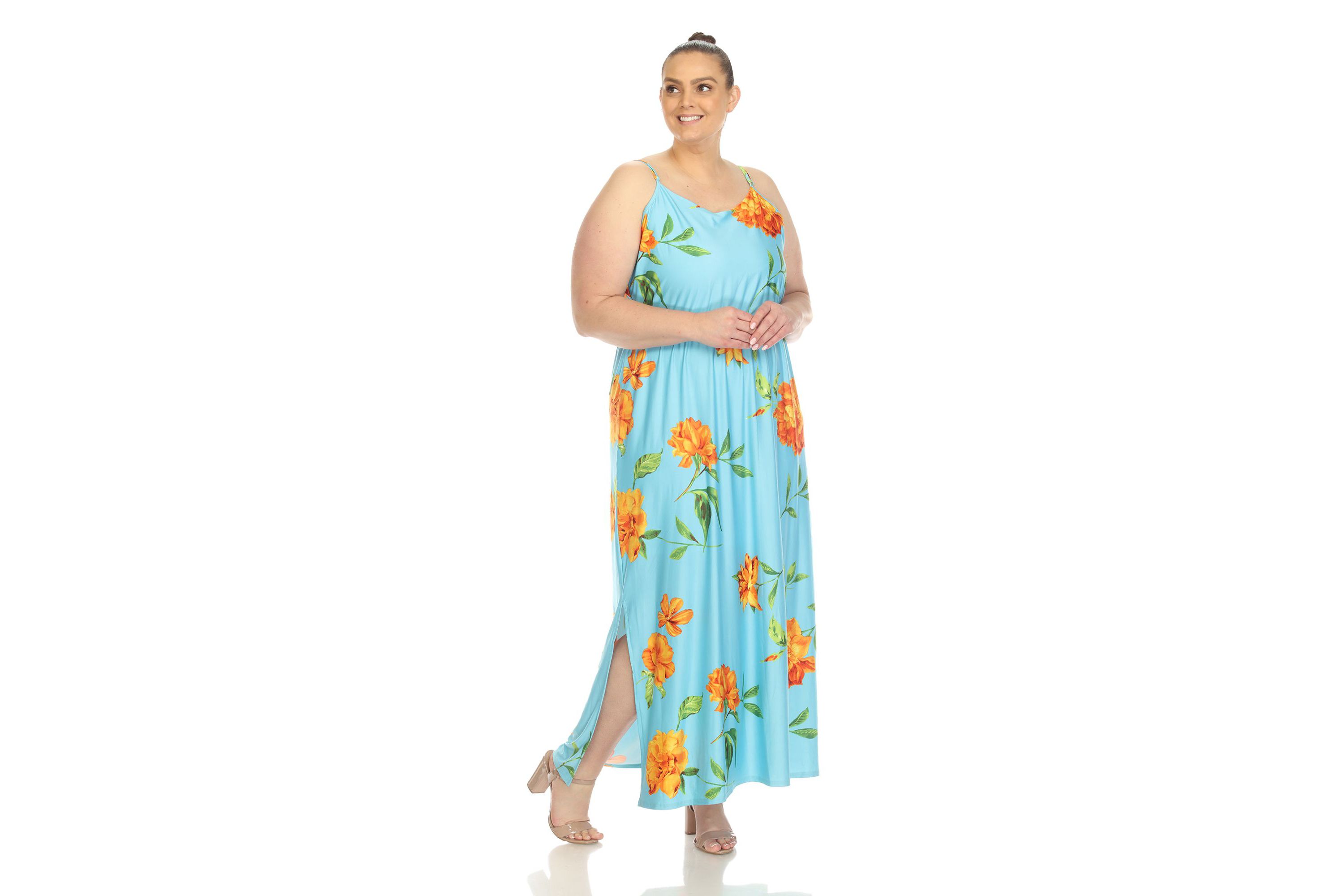 Plus Size Floral Strap Maxi Dress