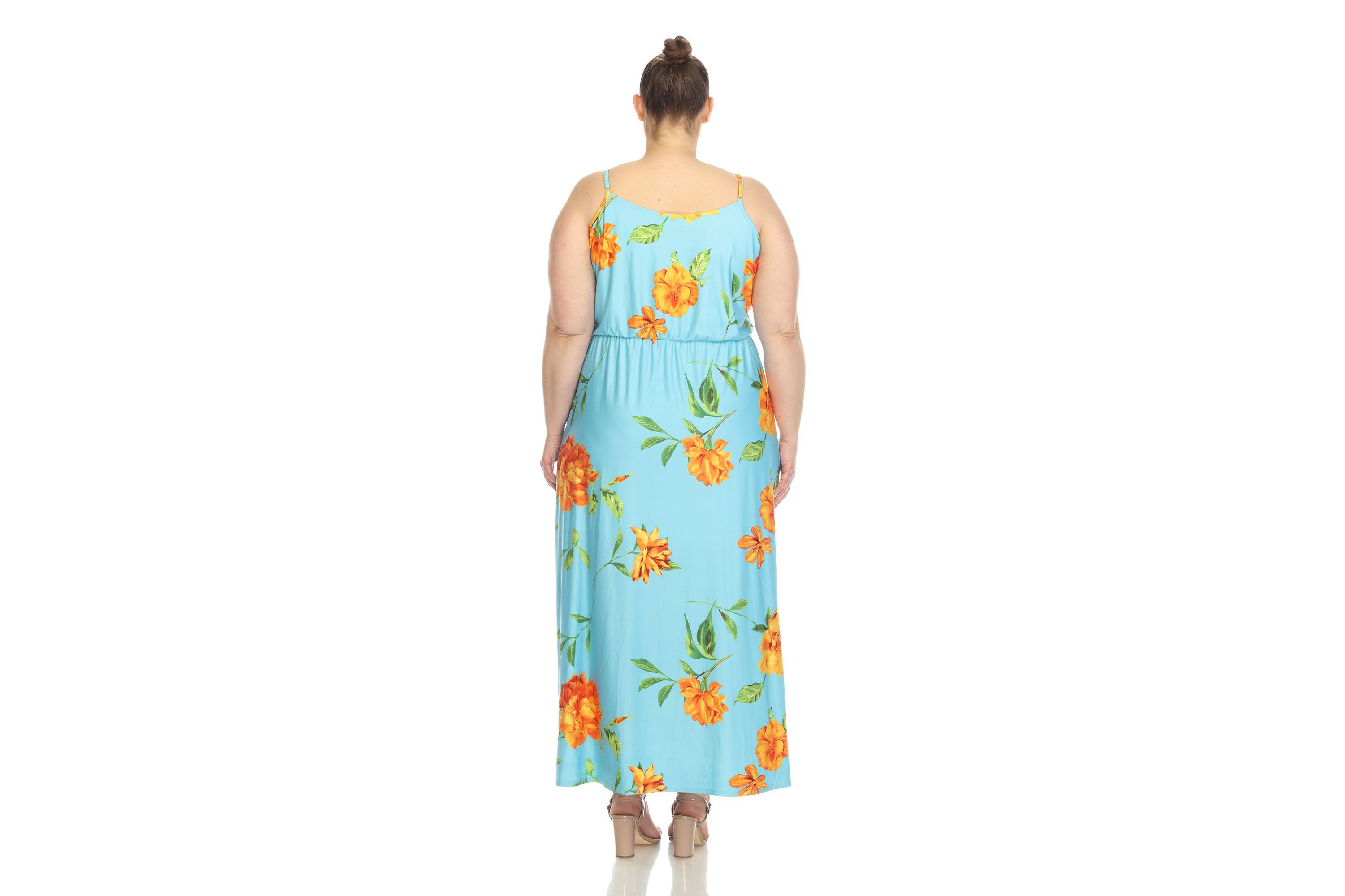Plus Size Floral Strap Maxi Dress