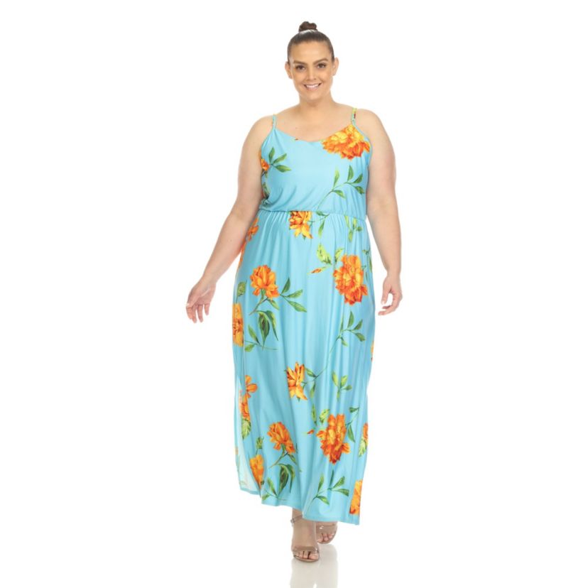 Plus Size Floral Strap Maxi Dress