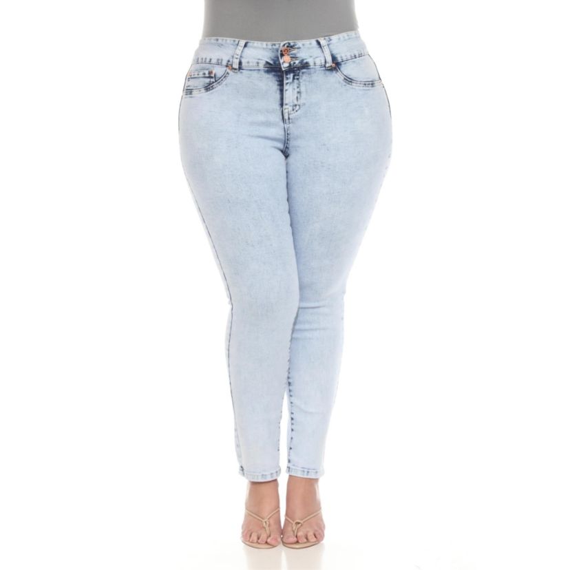 Plus Size Acid Wash Stretch Denim Jeans