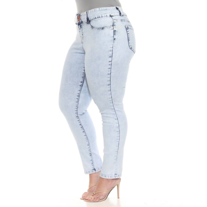 Plus Size Acid Wash Stretch Denim Jeans