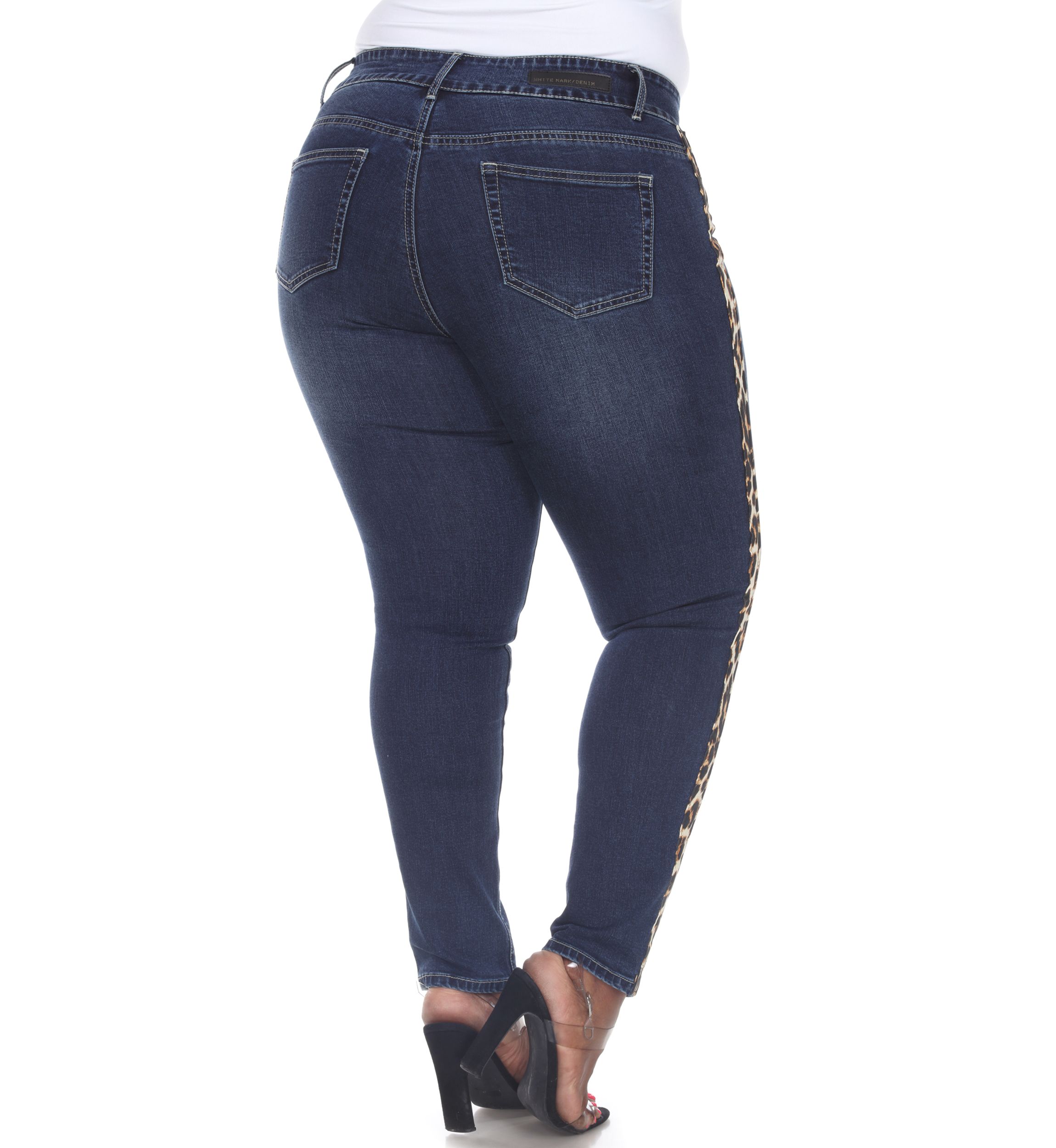 Plus Size Denim Cheetah Panel Jeans