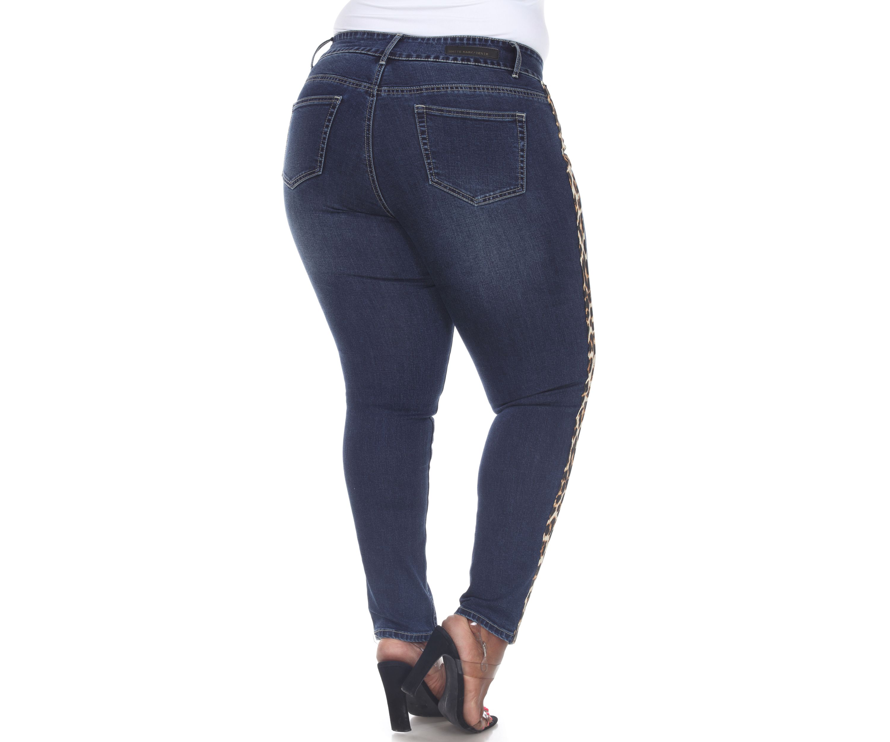 Plus Size Denim Cheetah Panel Jeans