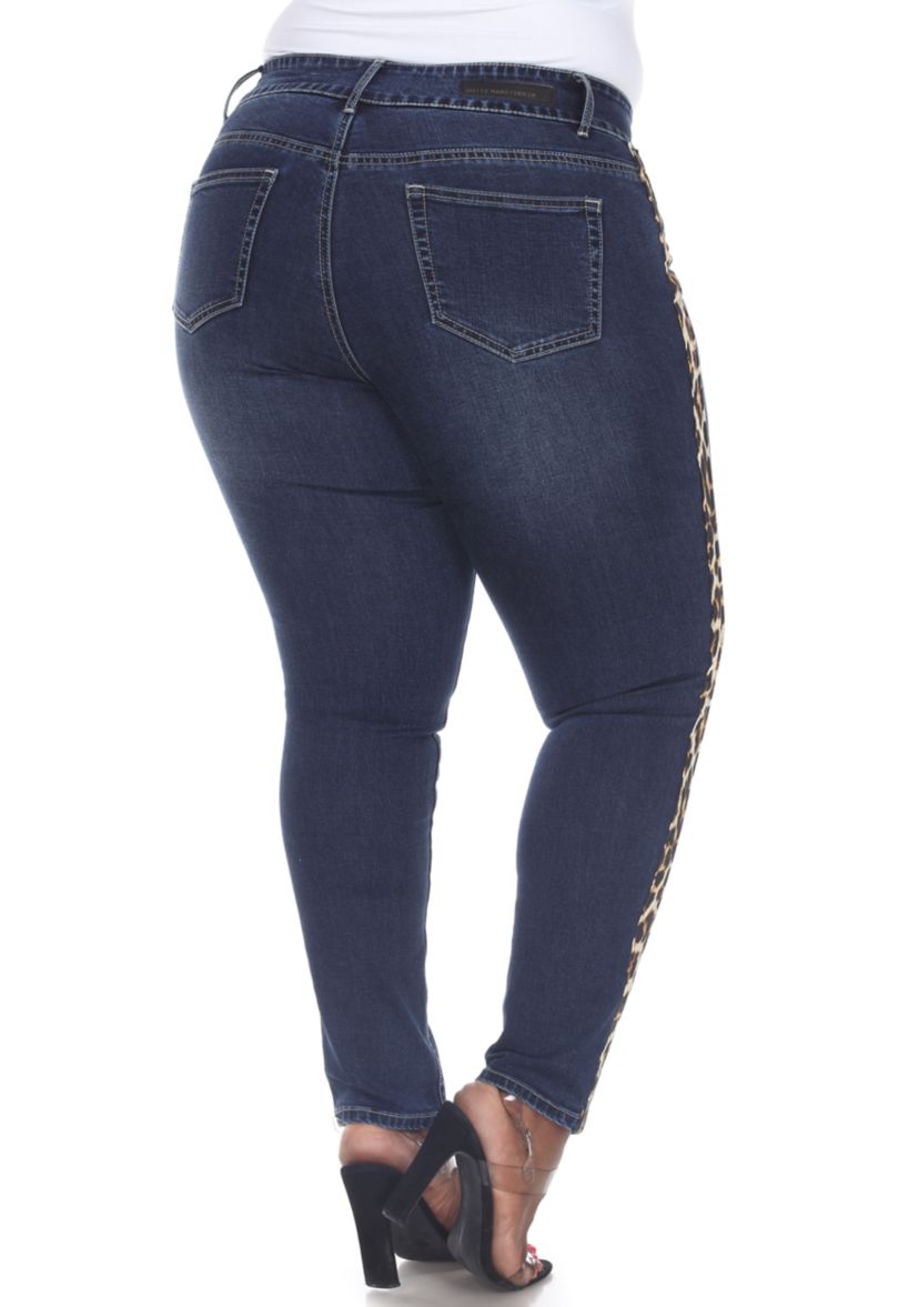 Plus Size Denim Cheetah Panel Jeans
