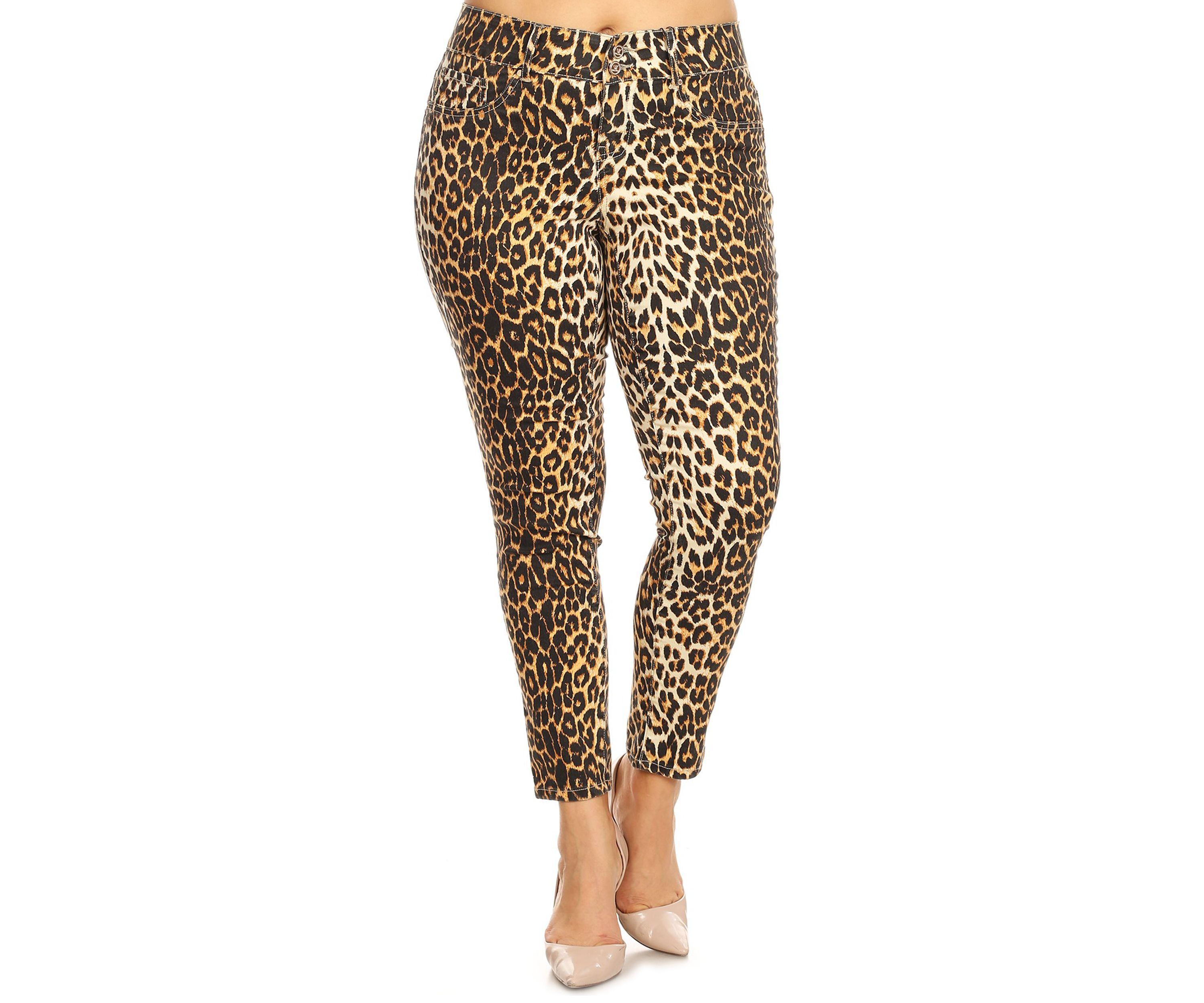  Plus Size Denim Leopard Jeans 