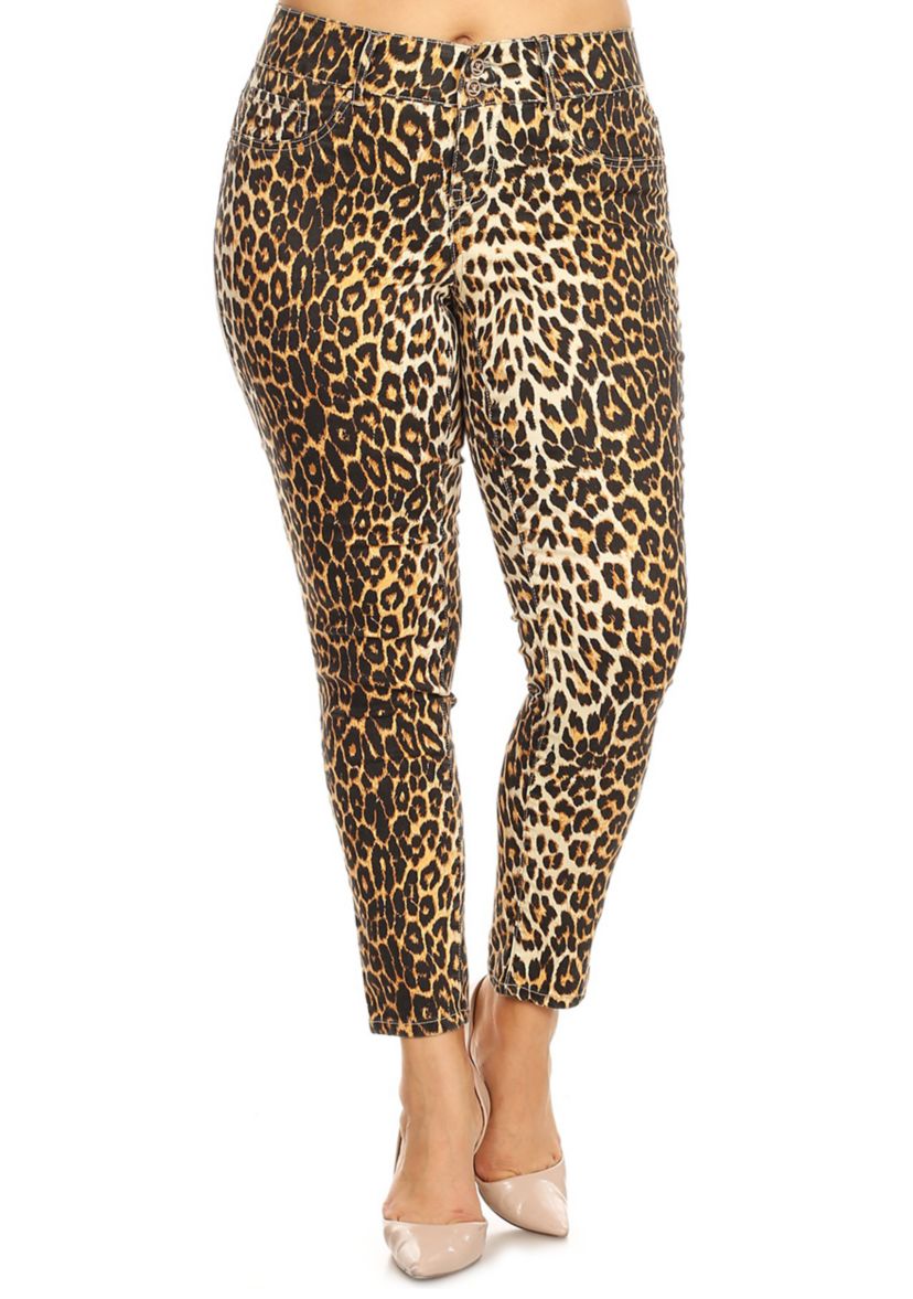  Plus Size Denim Leopard Jeans 