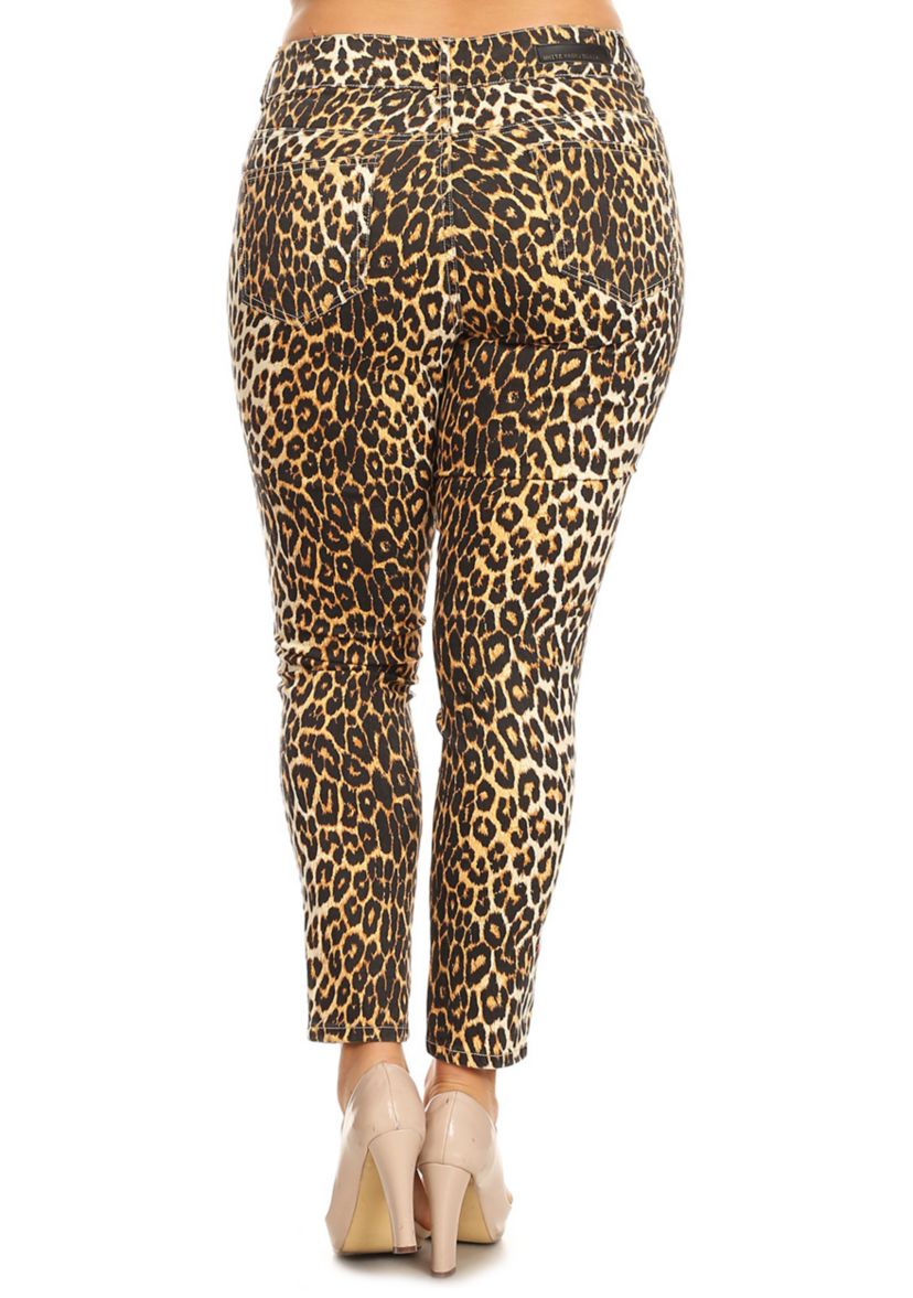  Plus Size Denim Leopard Jeans 