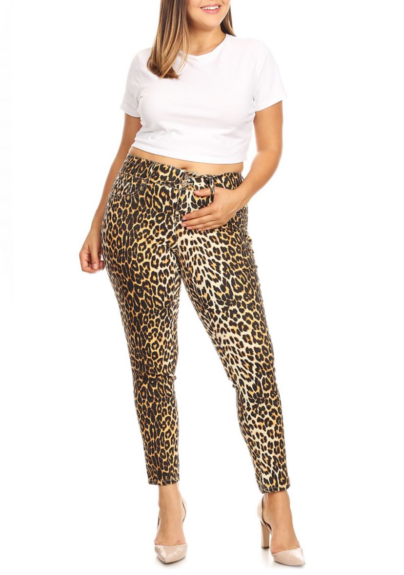  Plus Size Denim Leopard Jeans 
