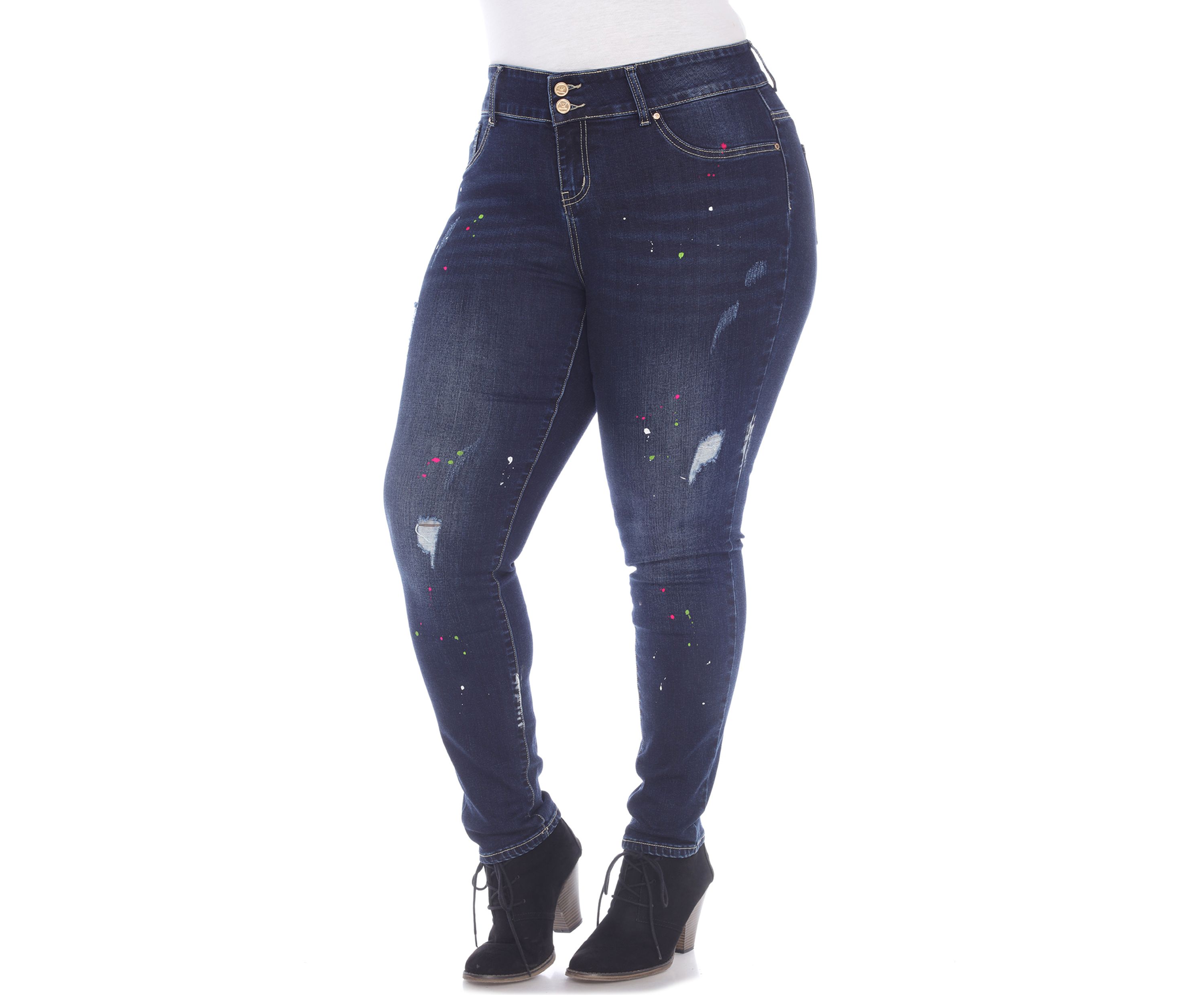 Plus Size Paint effect Denim Jeans