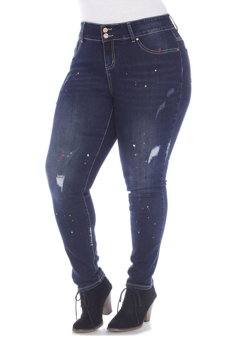 Plus Size Paint effect Denim Jeans