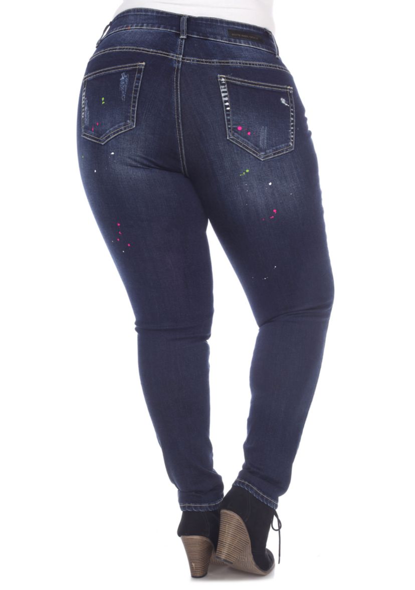 Plus Size Paint effect Denim Jeans