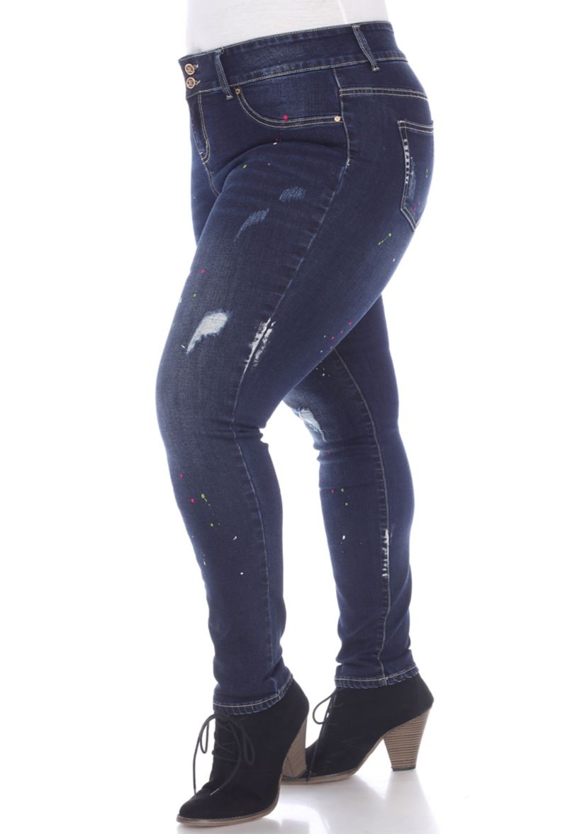 Plus Size Paint effect Denim Jeans